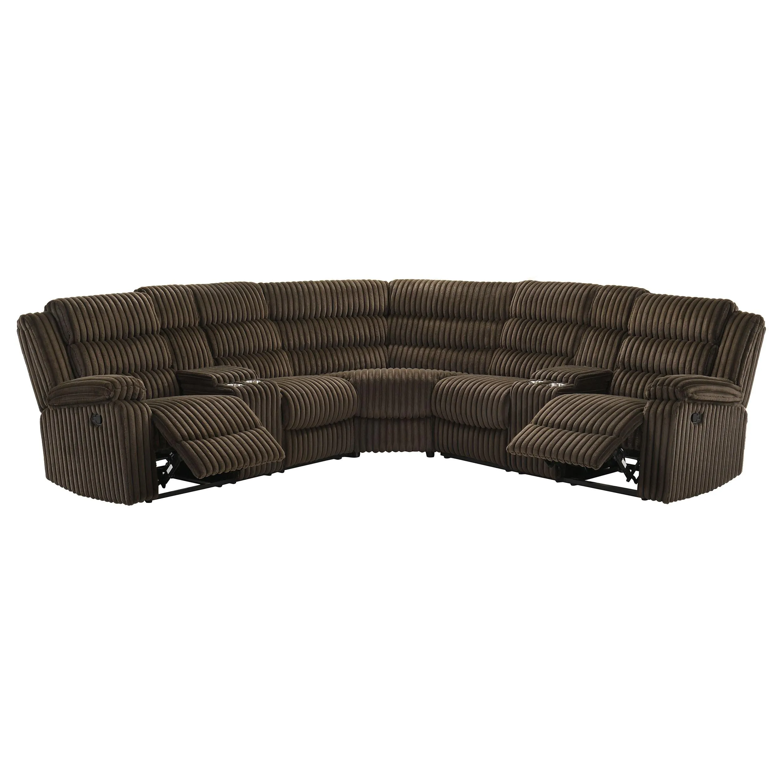 Atkinson Chocolate Upholstered Reclining Sectional Sofa - Image 5