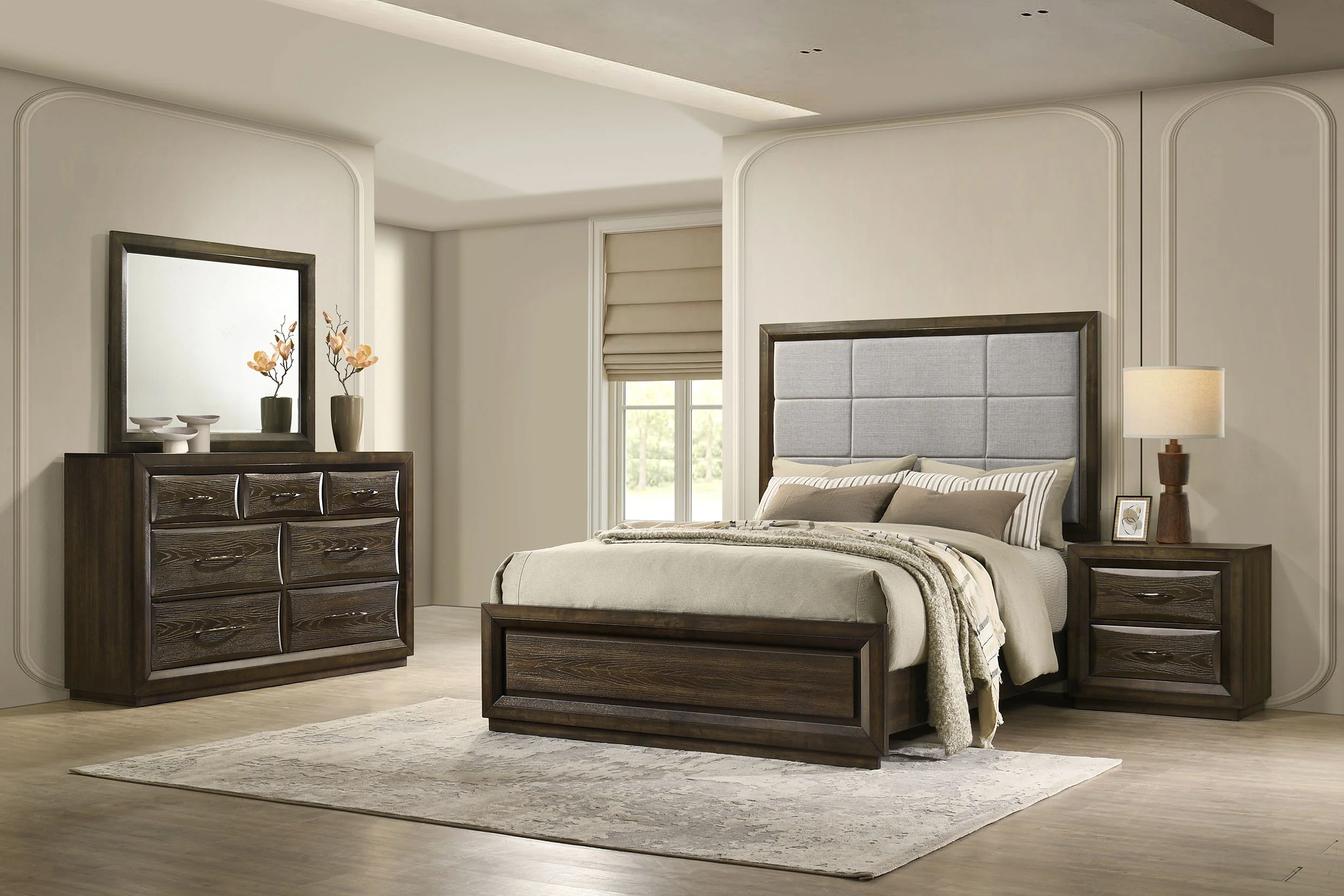 Atlas Dark Oak 4-piece Eastern King Bedroom Set