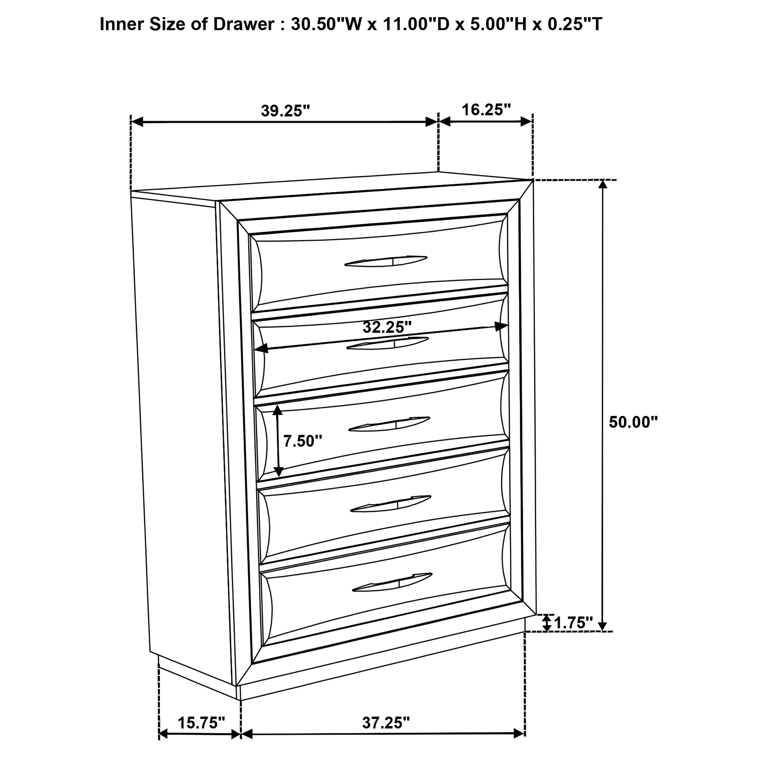 Atlas Dark Oak 5-drawer Bedroom Chest of Drawers - Image 13