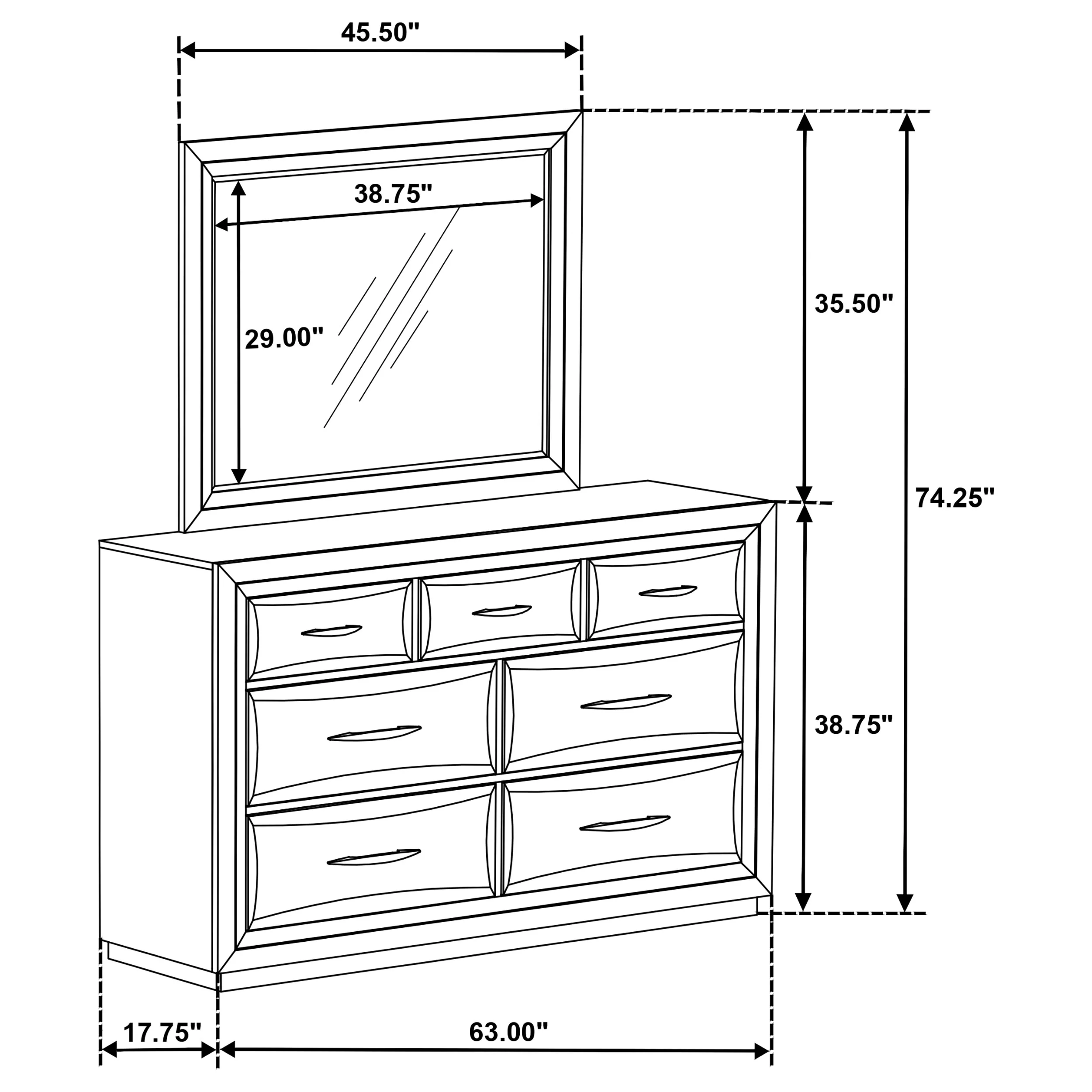 Atlas Dark Oak 7-drawer Bedroom Dresser and Mirror Set - Image 13