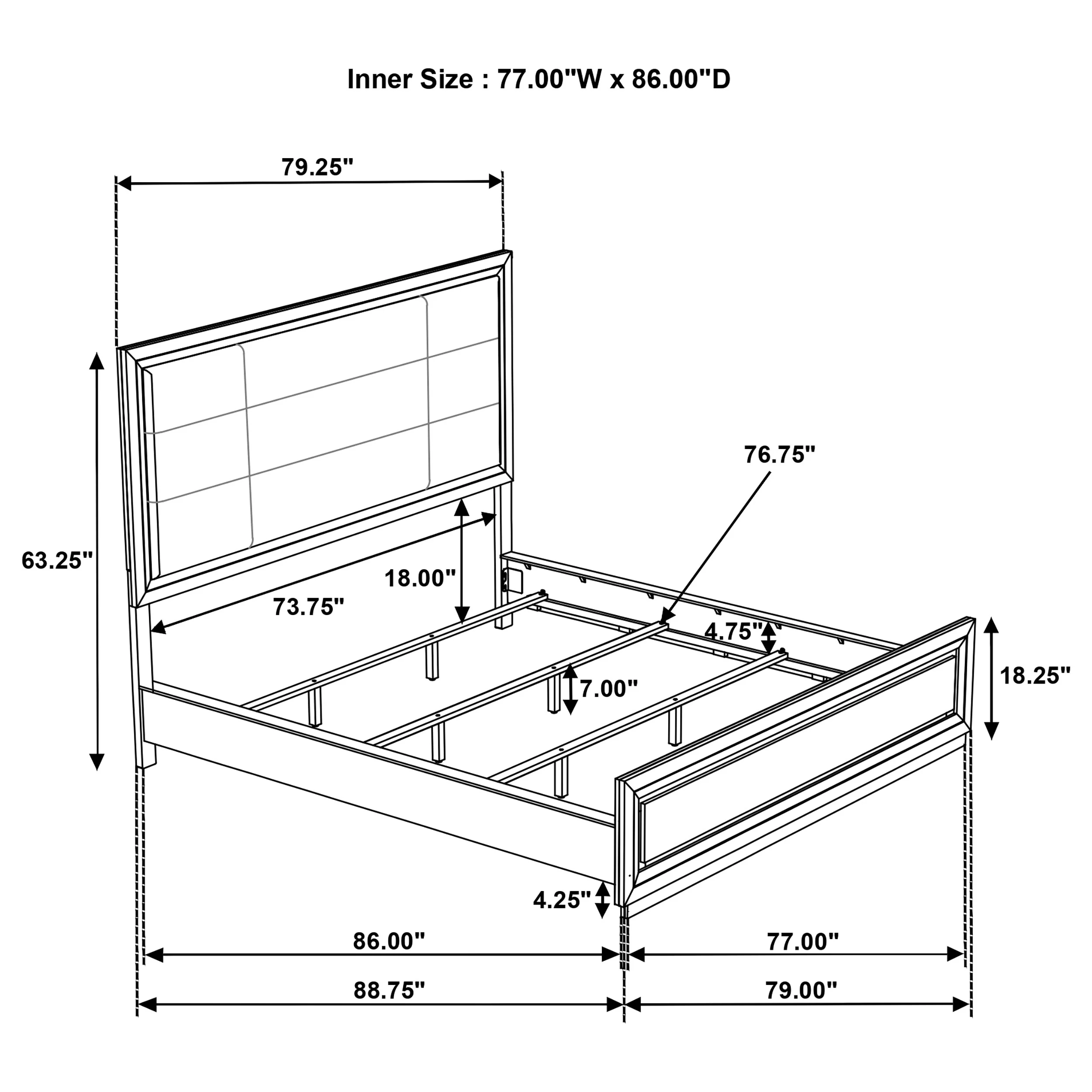 Atlas Grey/Dark Oak 63-inch Eastern King Upholstered Panel Bed - Image 11