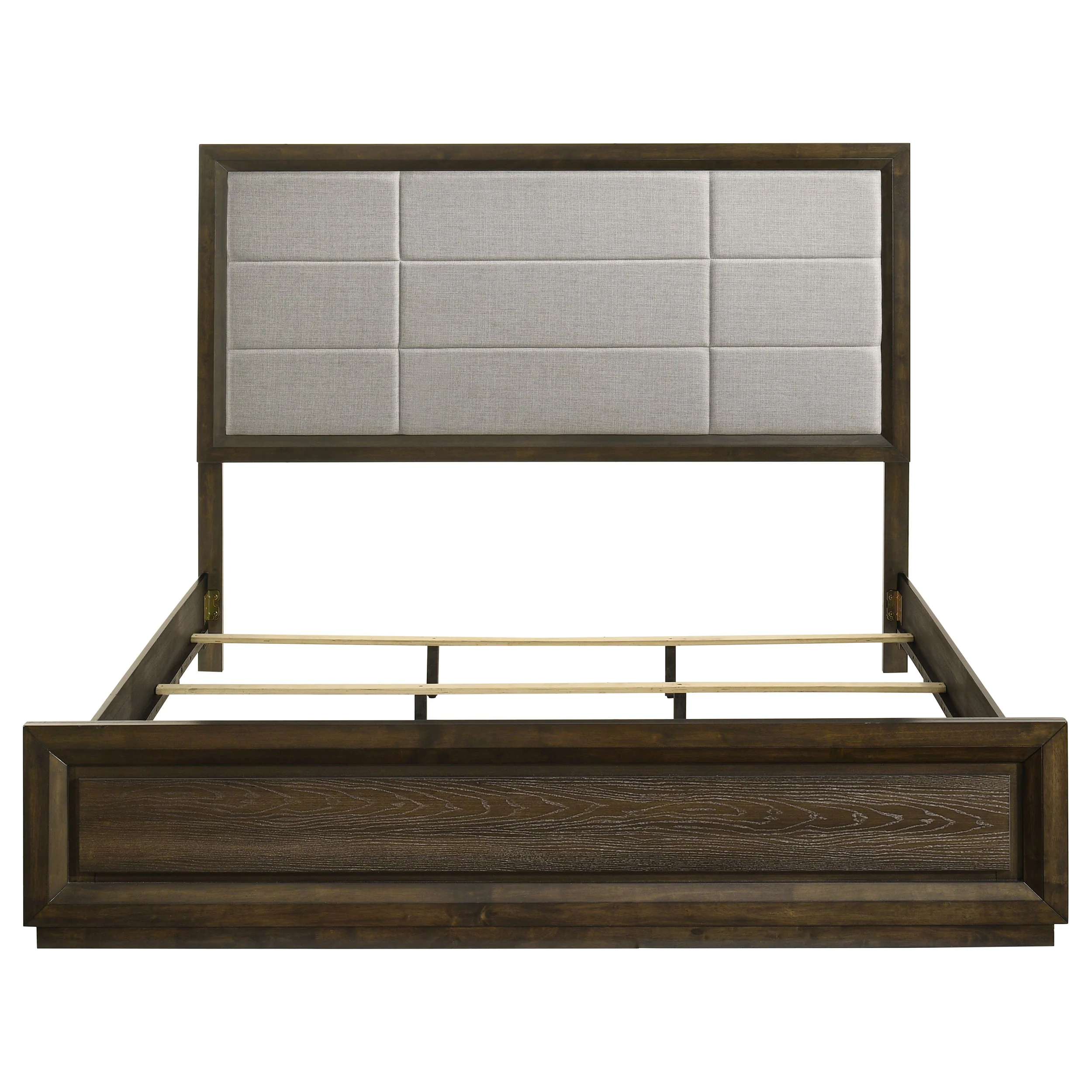 Atlas Grey/Dark Oak 63-inch Eastern King Upholstered Panel Bed - Image 4