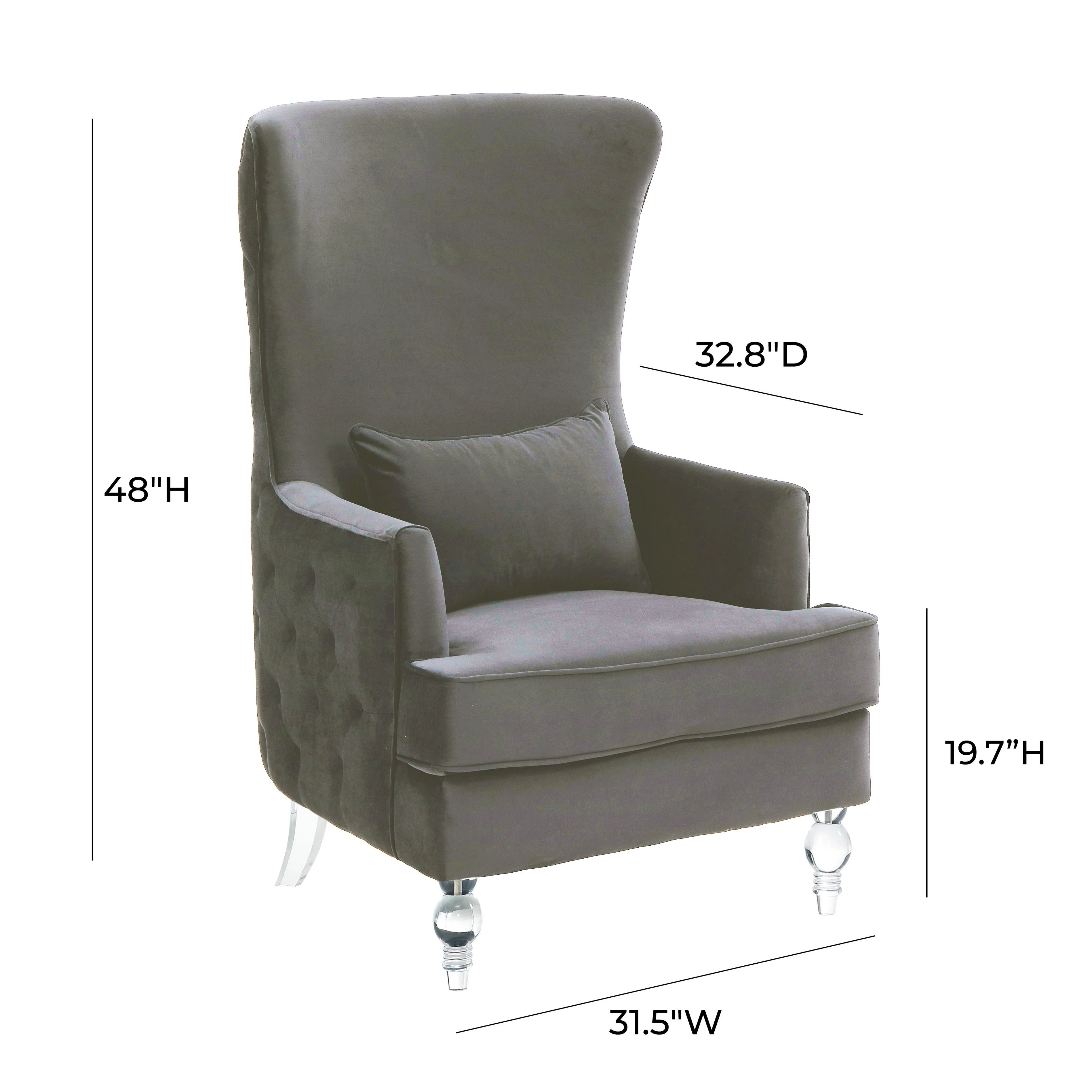 Aubree Velvet Chair with Acrylic Legs - Image 4