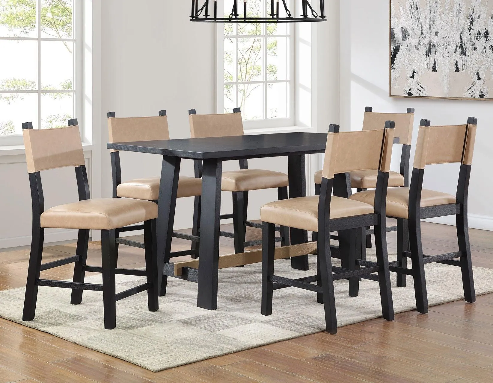 Aubrey 24″ Black Counter Chair with Camel Vegan Leather - Image 8