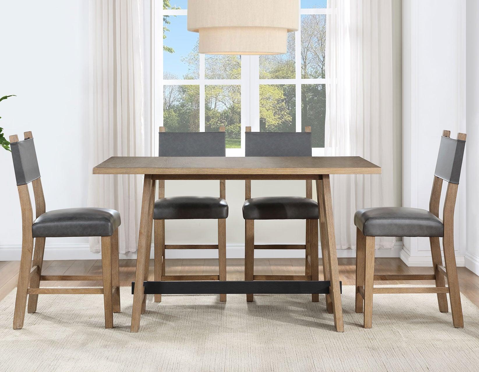 Aubrey 24″ Driftwood Counter Chair with Gray Vegan Leather - Image 10
