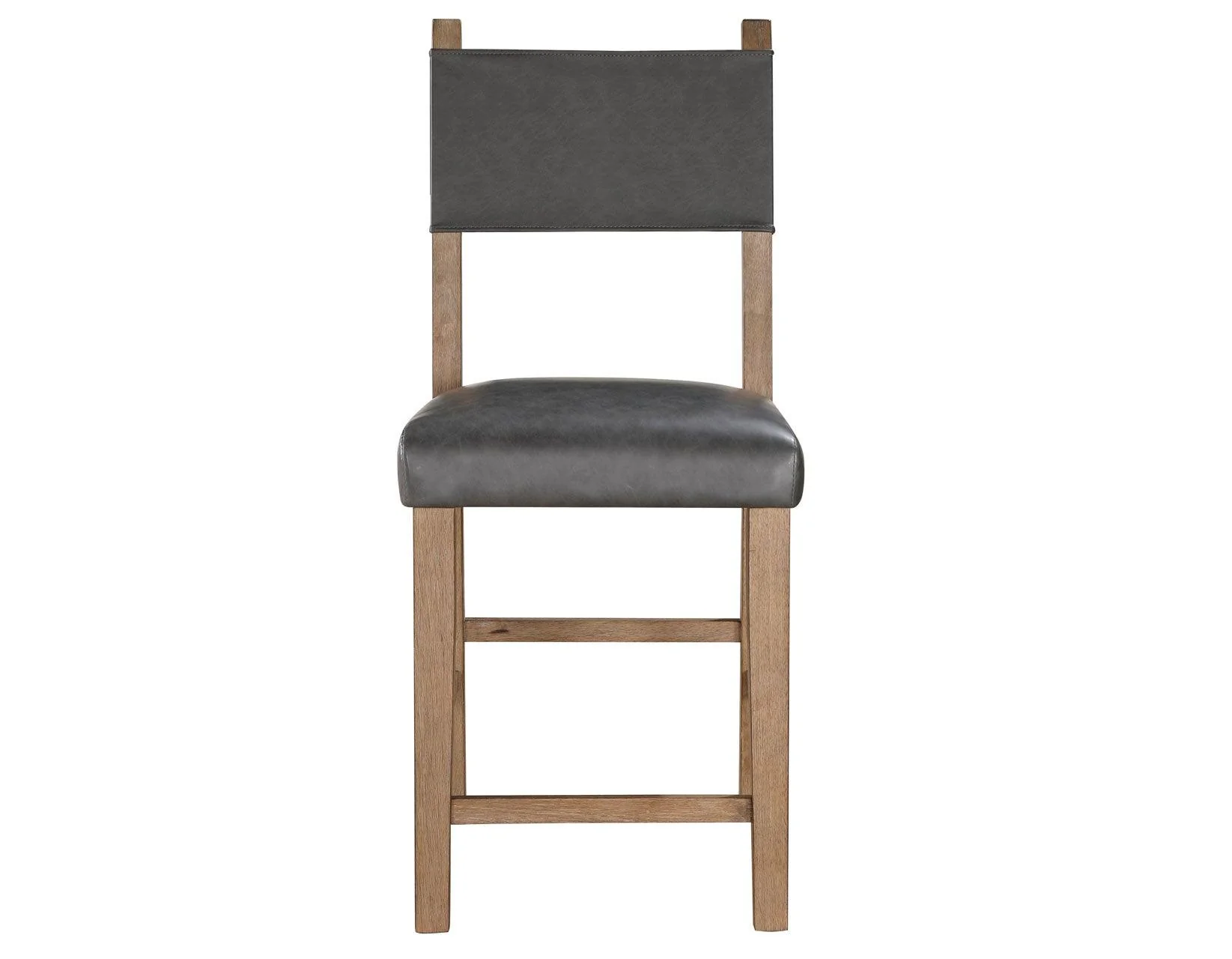 Aubrey 24″ Driftwood Counter Chair with Gray Vegan Leather - Image 2