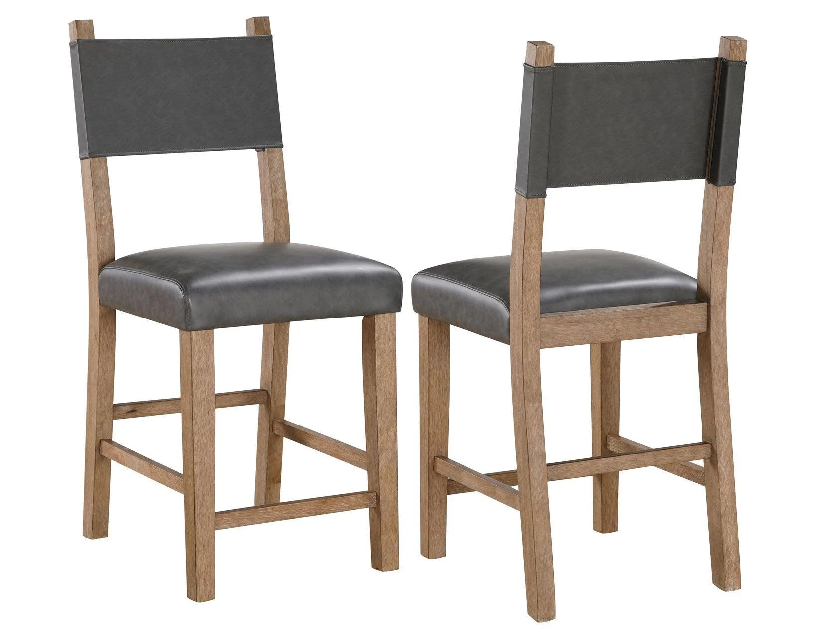 Aubrey 24″ Driftwood Counter Chair with Gray Vegan Leather - Image 7
