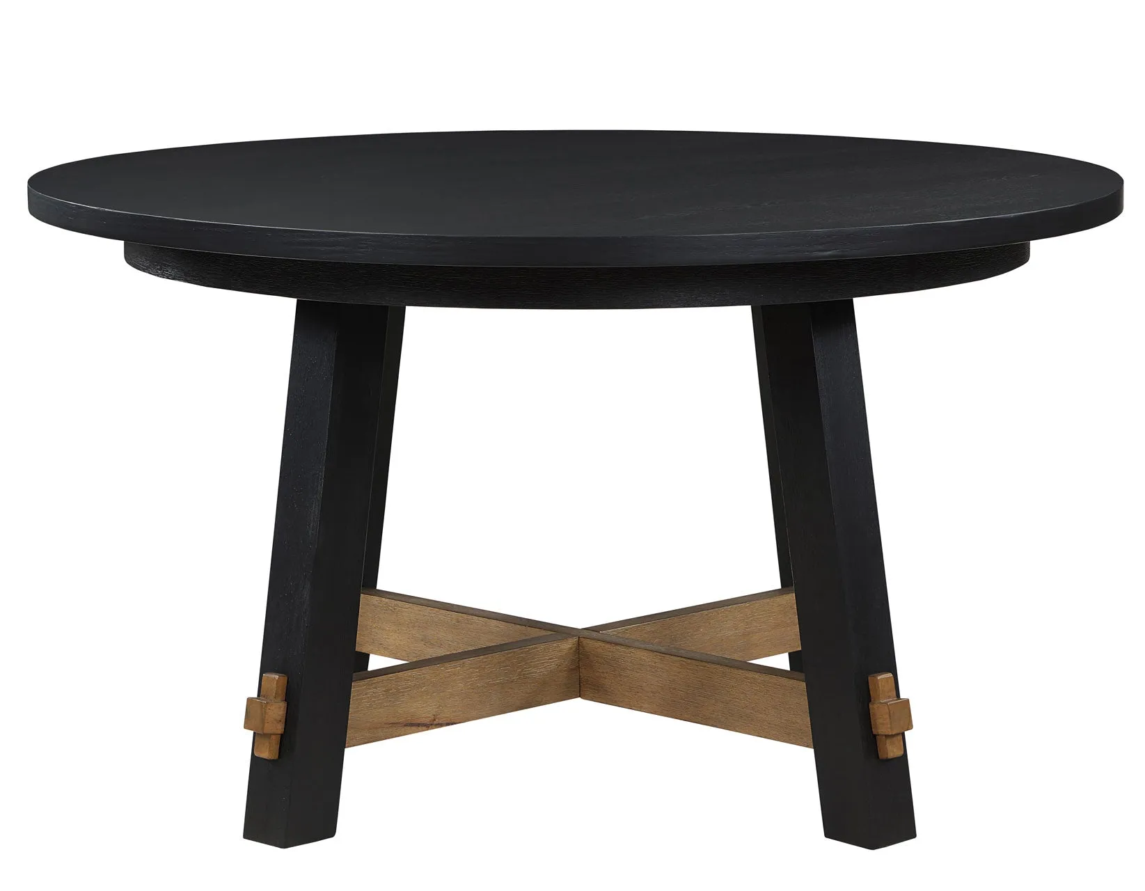 Aubrey 54″ Round Dining Table, Black with Driftwood Stretchers - Image 4