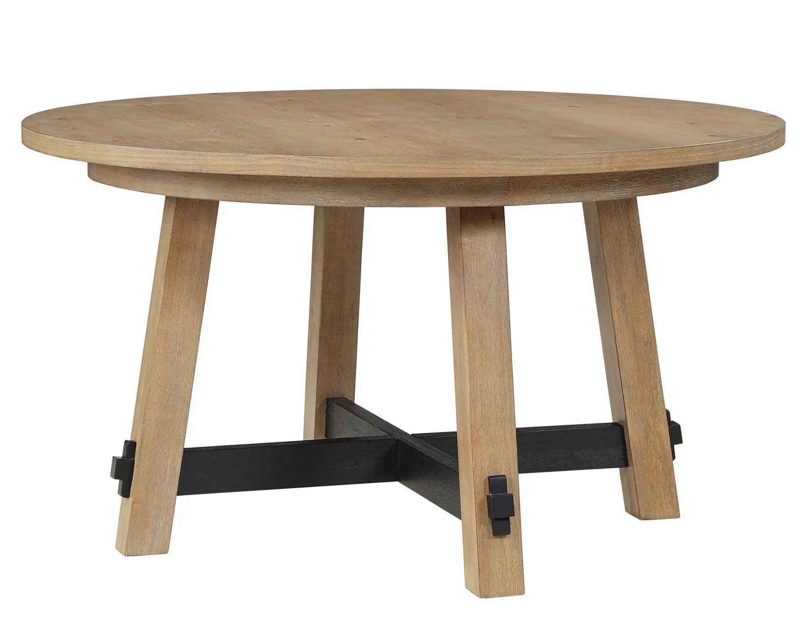 Aubrey 54″ Round Dining Table, Driftwood with Black Stretchers - Image 5