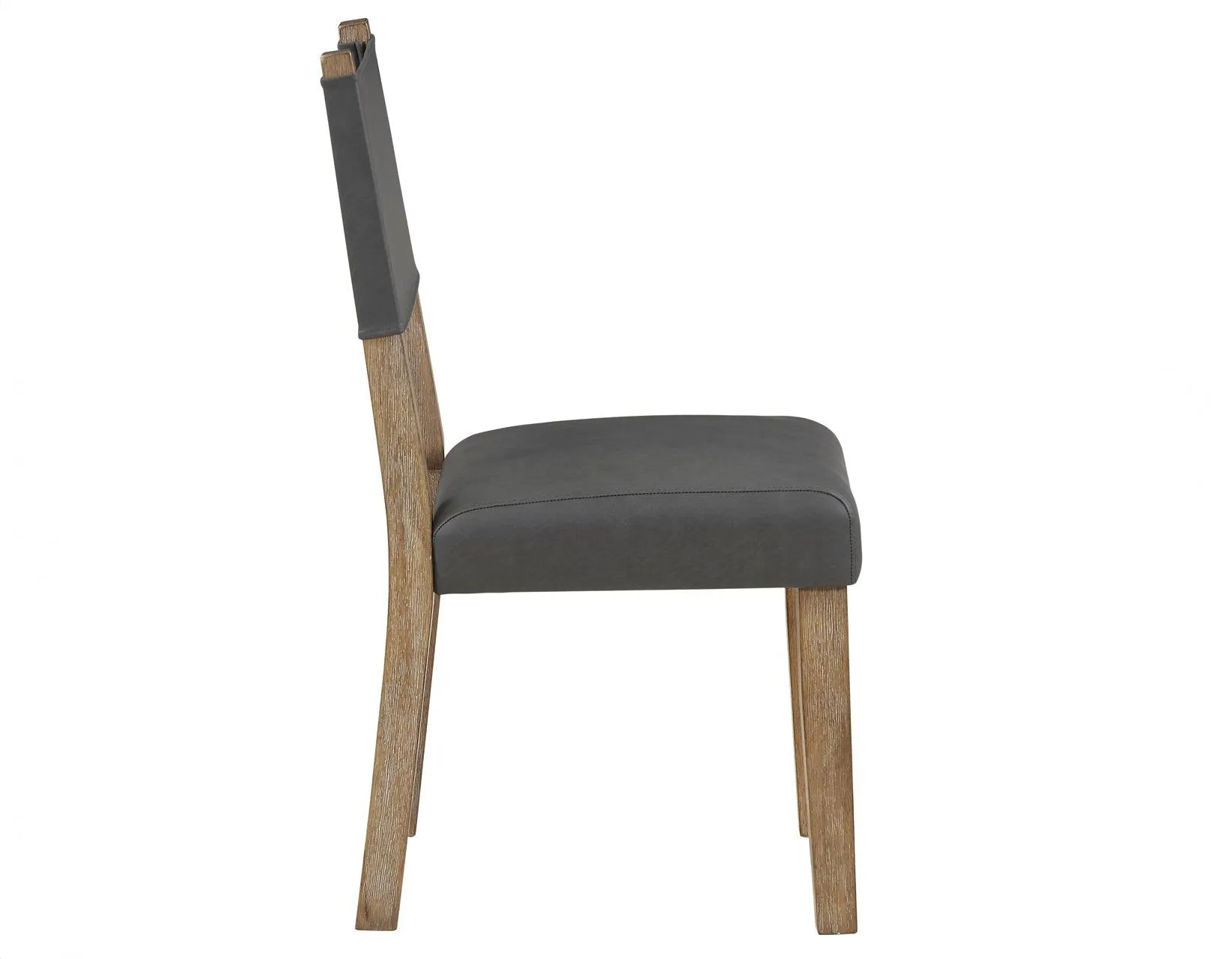 Aubrey Side Chair, Gray Vegan Leather  with Driftwood wood finish - Image 4