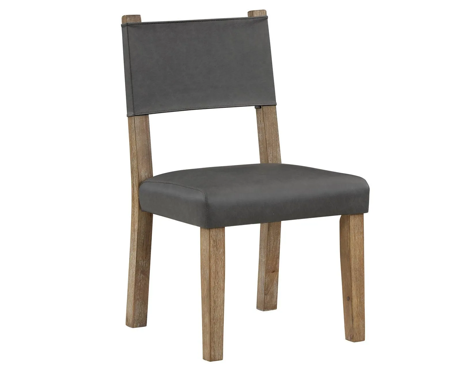 Aubrey Side Chair, Gray Vegan Leather  with Driftwood wood finish - Image 5