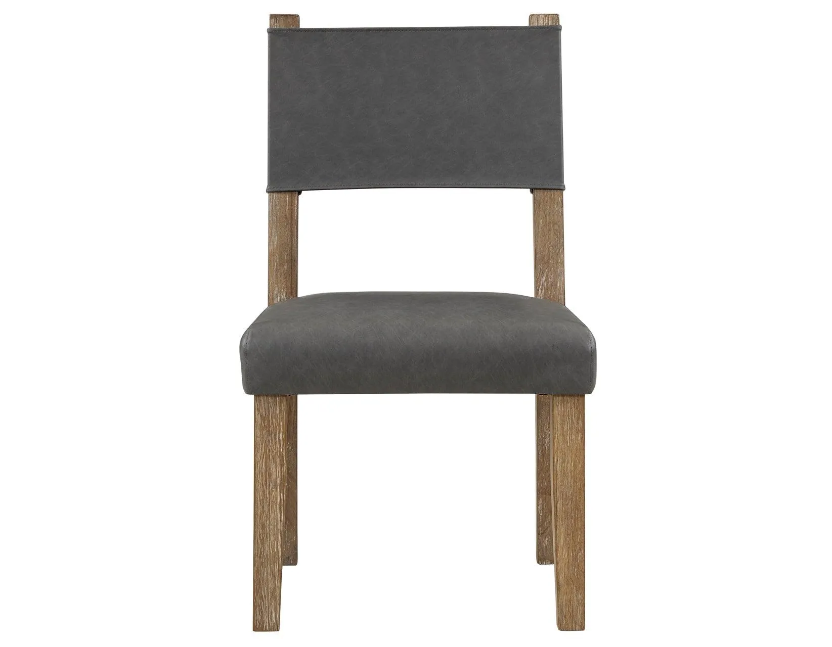 Aubrey Side Chair, Gray Vegan Leather  with Driftwood wood finish - Image 6