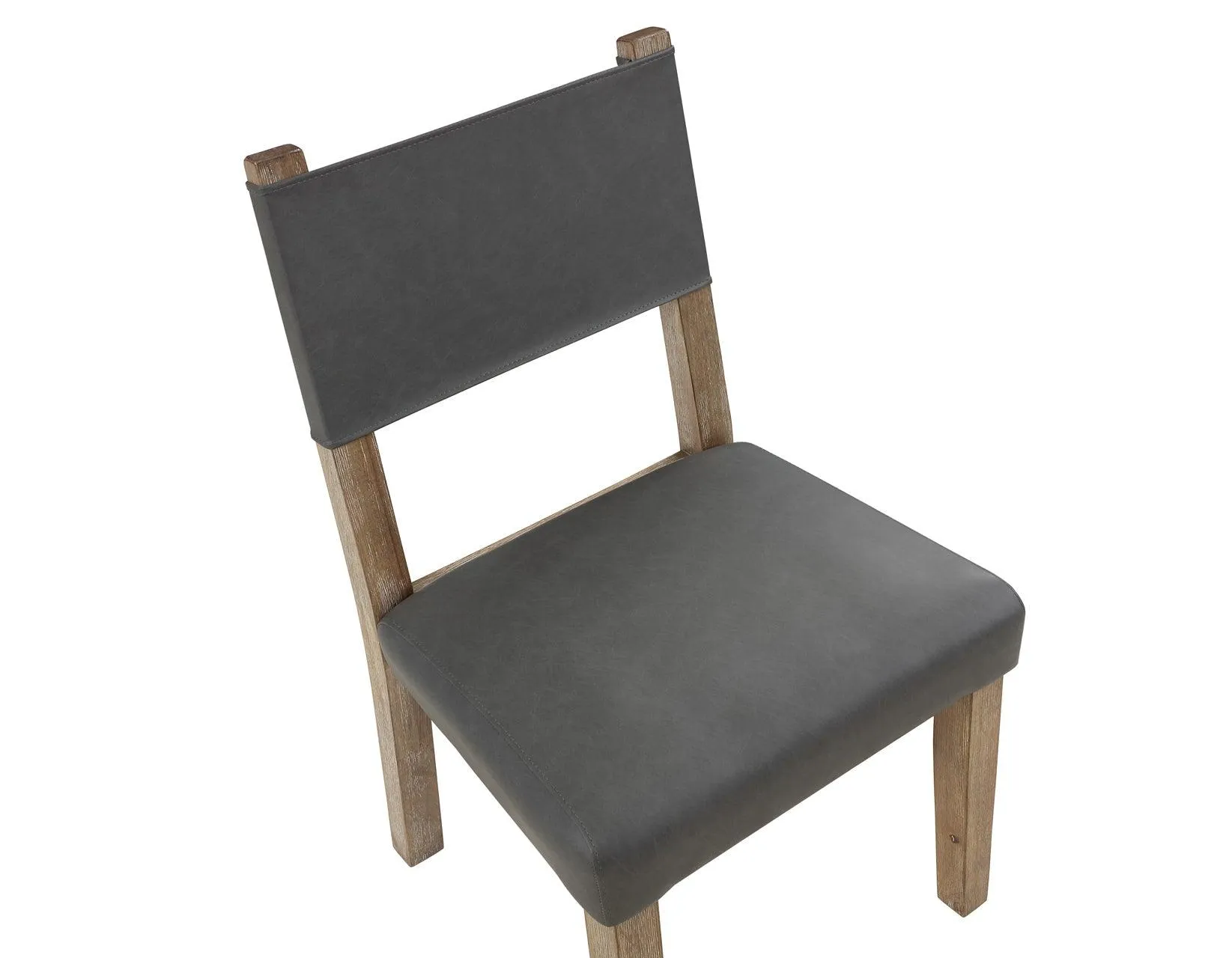 Aubrey Side Chair, Gray Vegan Leather  with Driftwood wood finish - Image 7