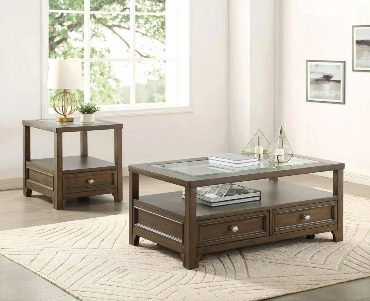 Auburn Transitional Charcoal Brown Wood End Table - Image 4