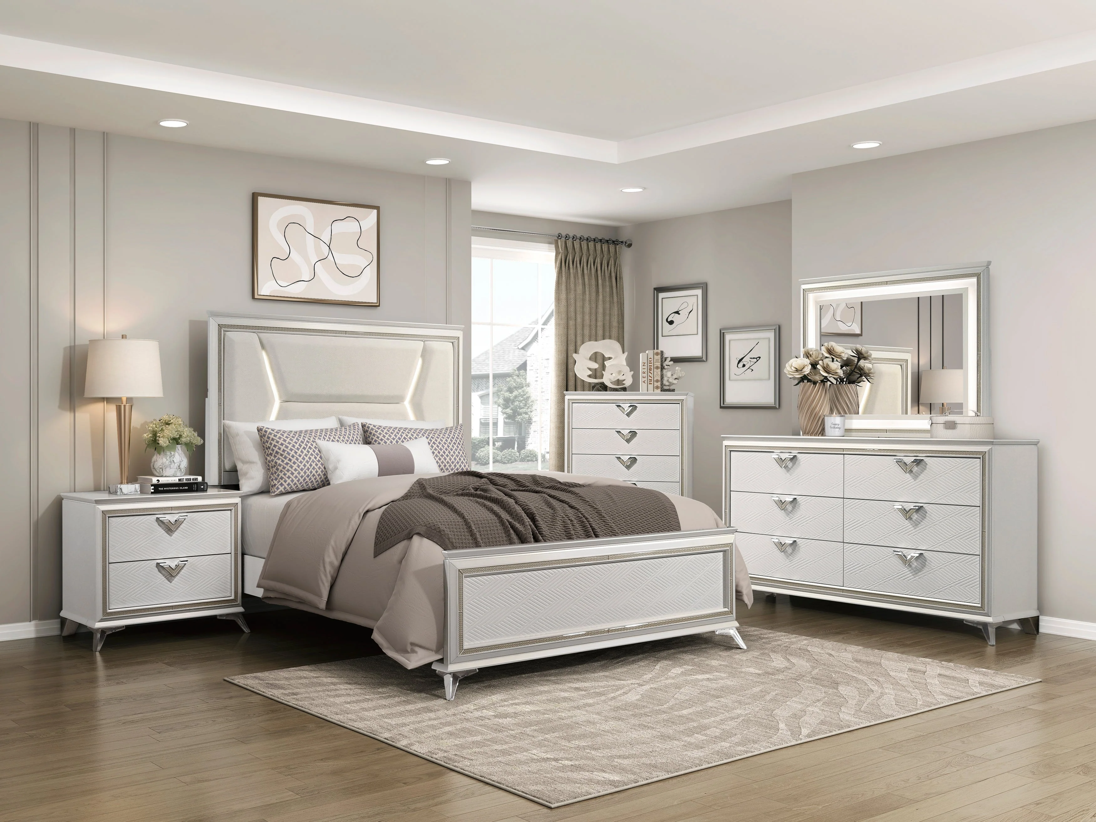 Audra White Queen Panel Bed - Image 10