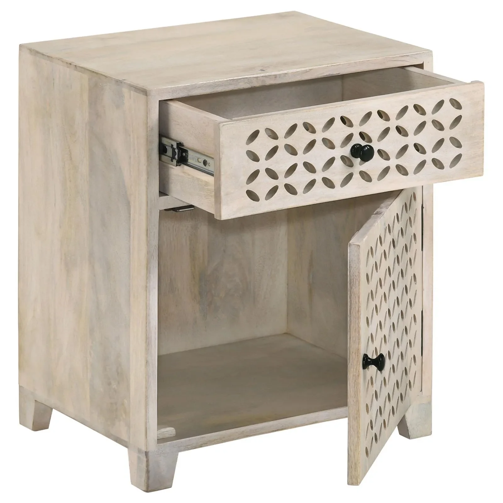 August White Washed 1-Door Accent Cabinet - Image 4