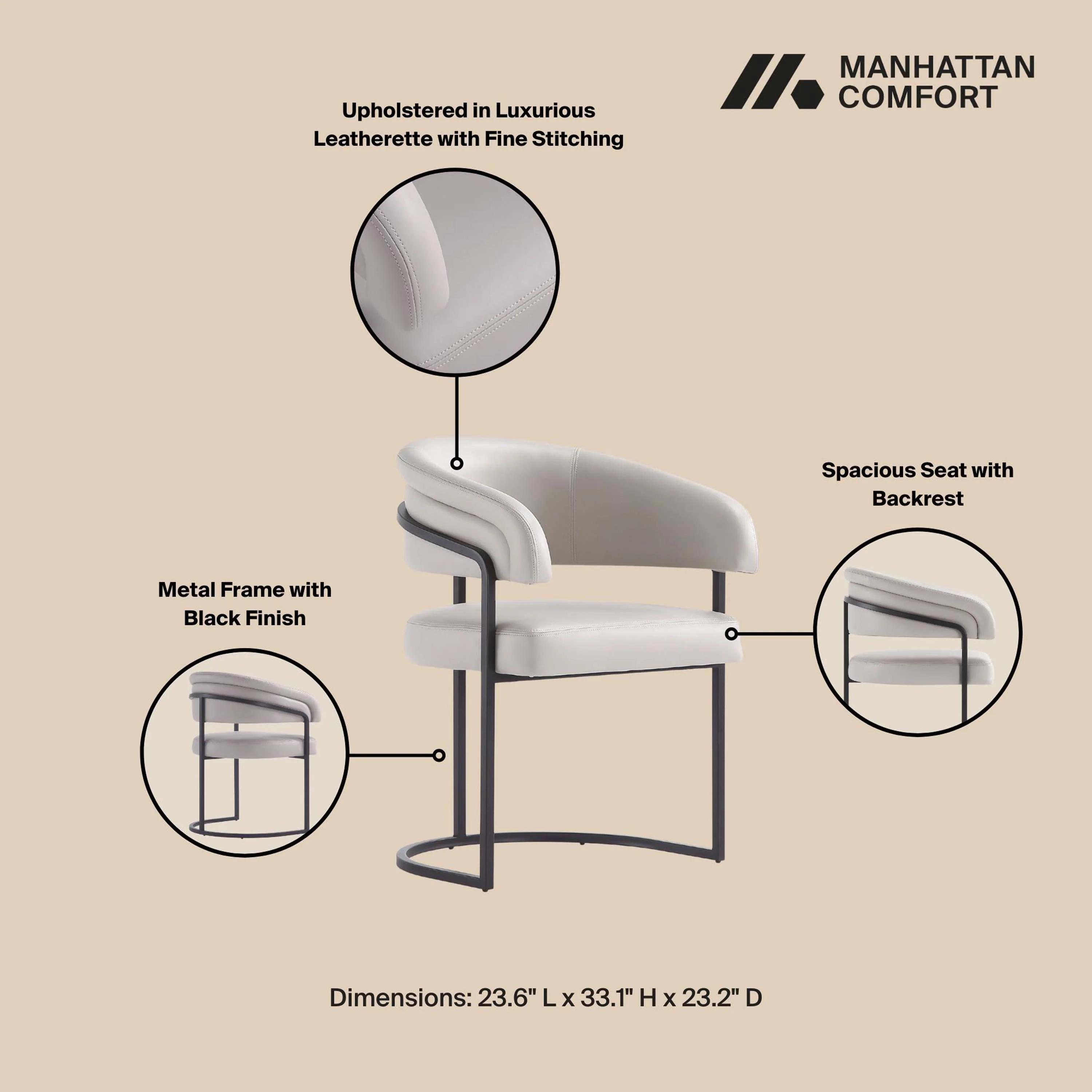 Augusta Dining Chair in Light Grey - Image 4