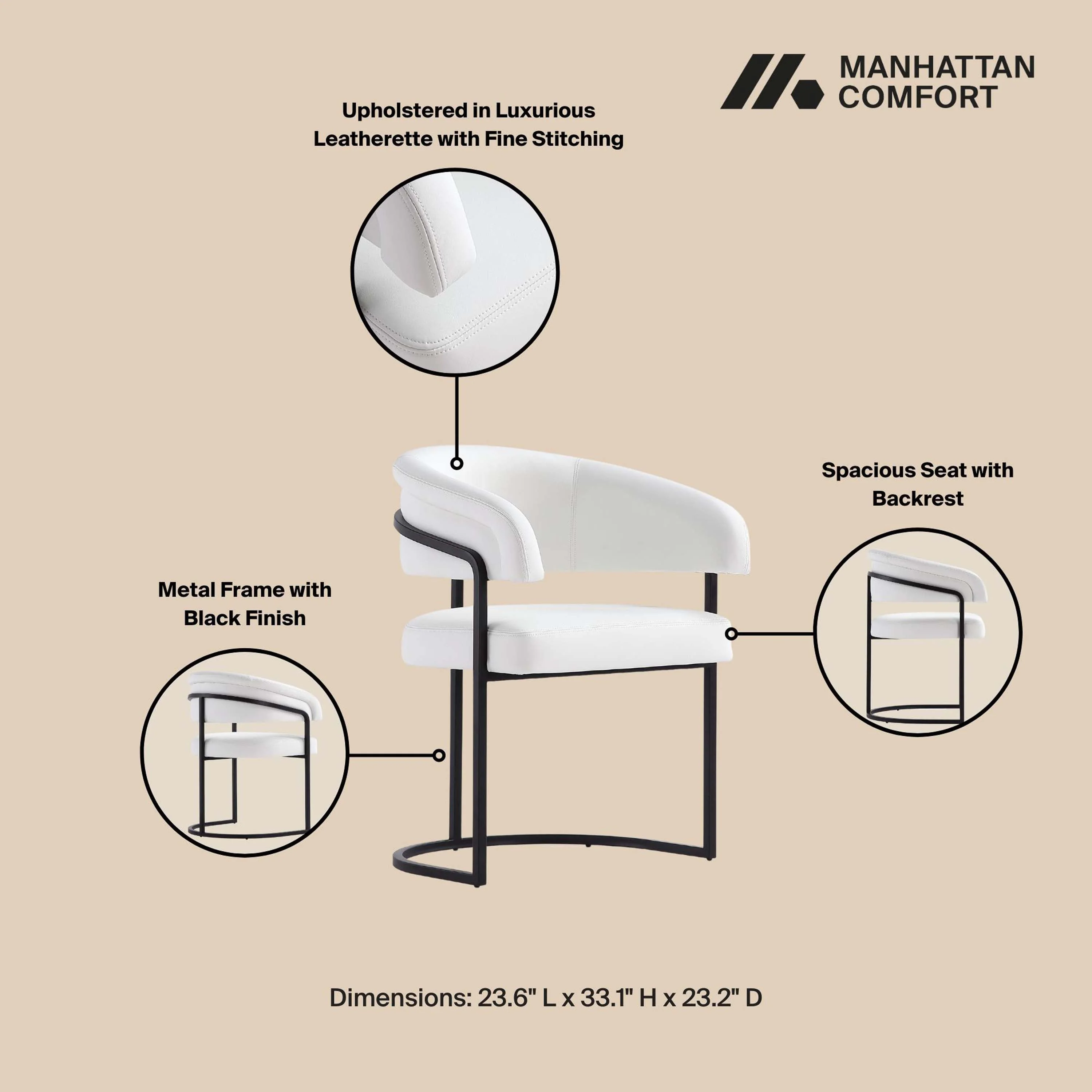 Augusta Dining Chair in White (set of 4) - Image 4