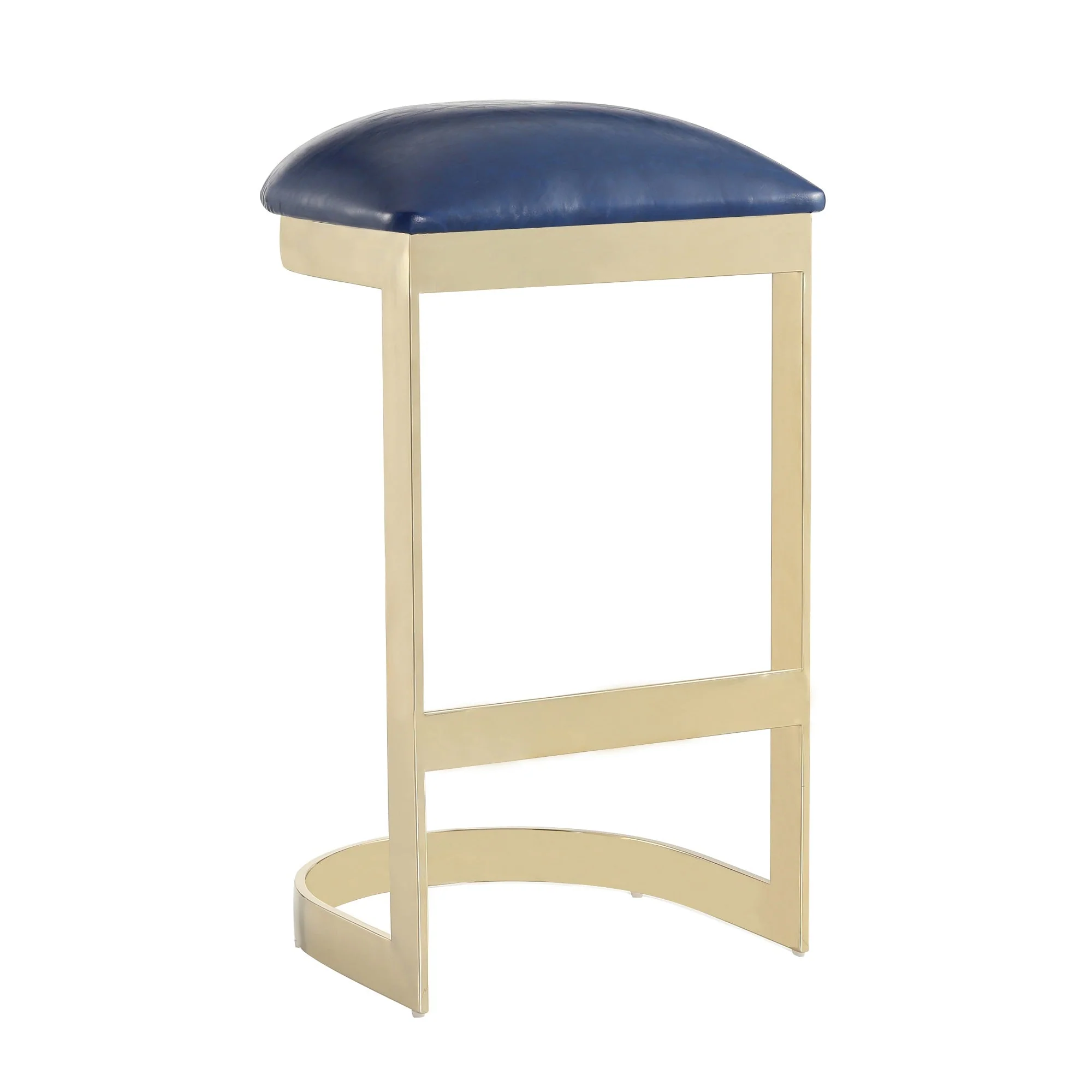 Aura Bar Stool in Blue and Polished Brass (set of 2) - Image 4