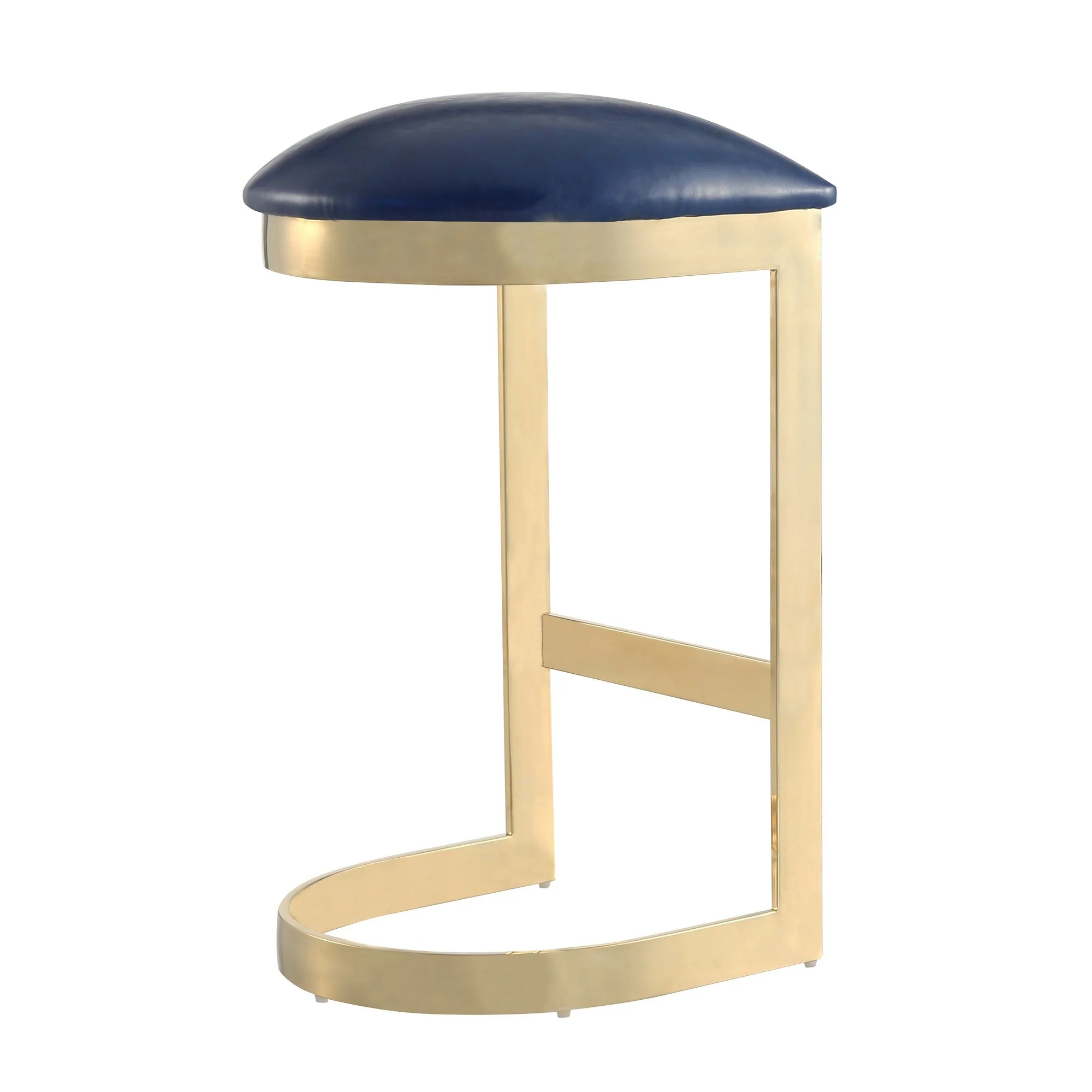 Aura Bar Stool in Blue and Polished Brass (set of 2) - Image 7