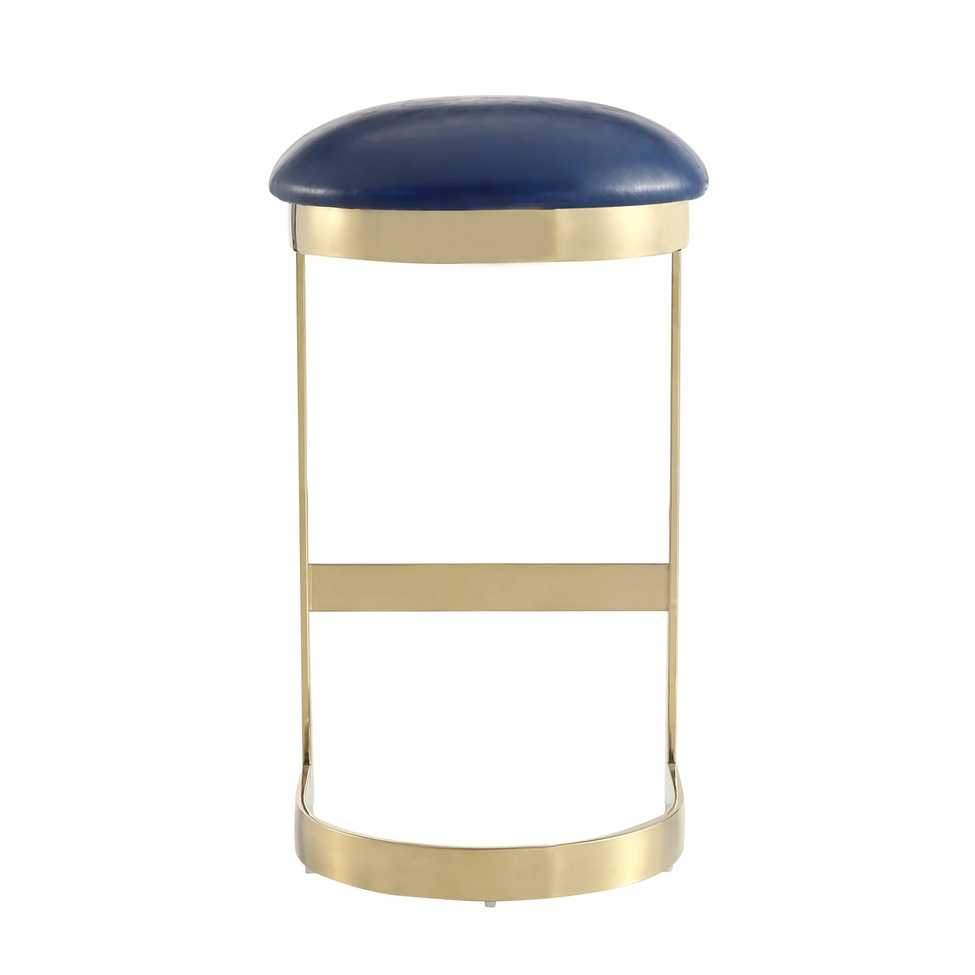 Aura Bar Stool in Blue and Polished Brass (set of 2) - Image 8