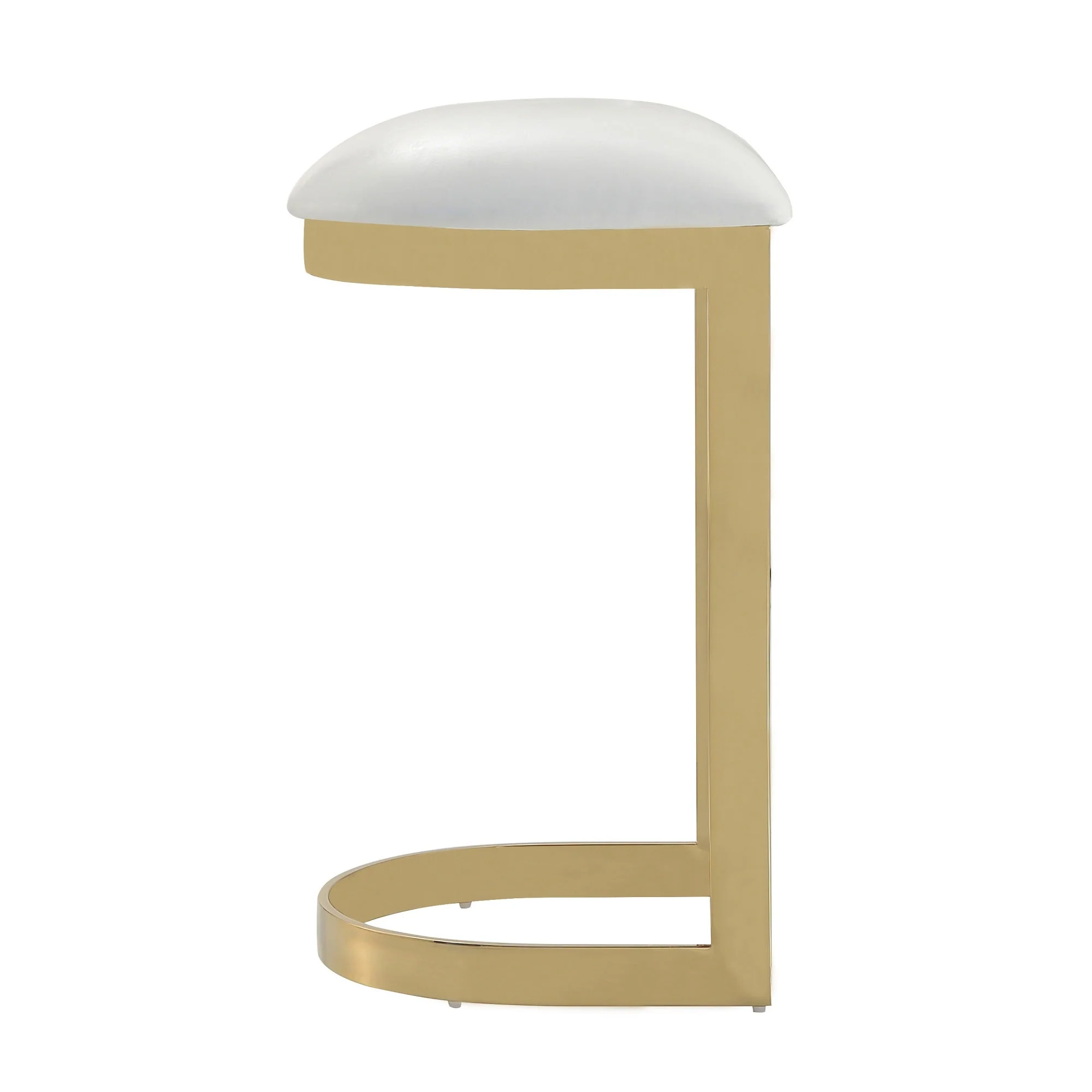 Aura Bar Stool in White and Polished Brass - Image 5