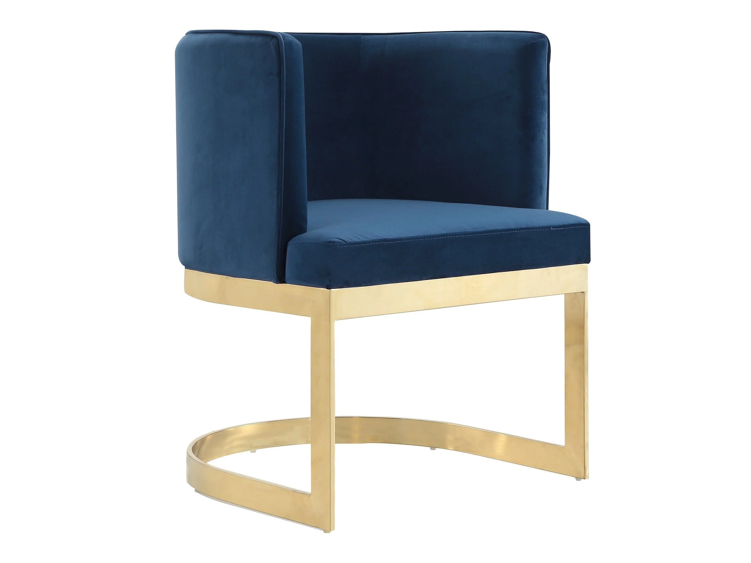 Aura Dining Chair in Royal Blue and Polished Brass