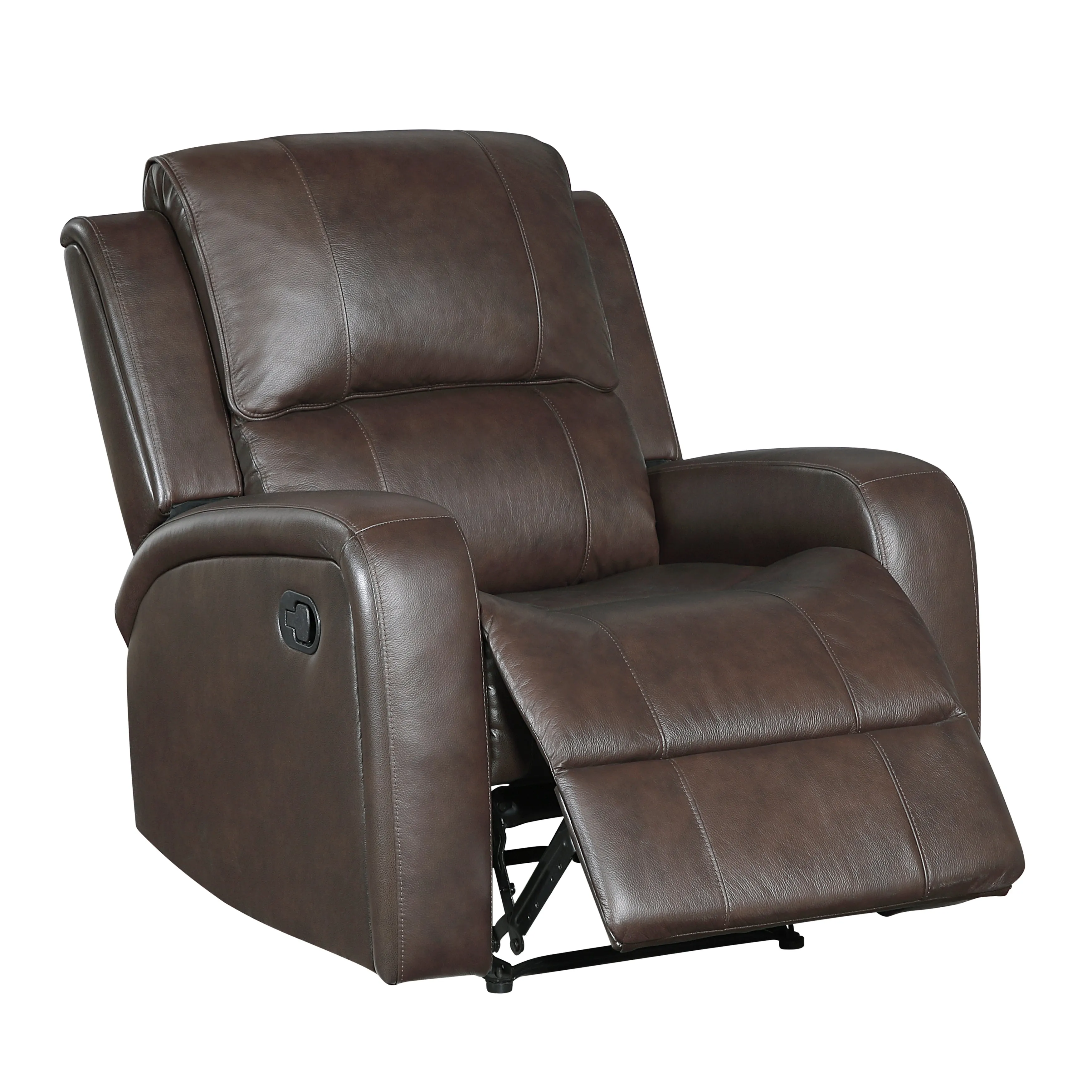 Austin Brown Genuine Leather Reclining Living Room Set - Image 12