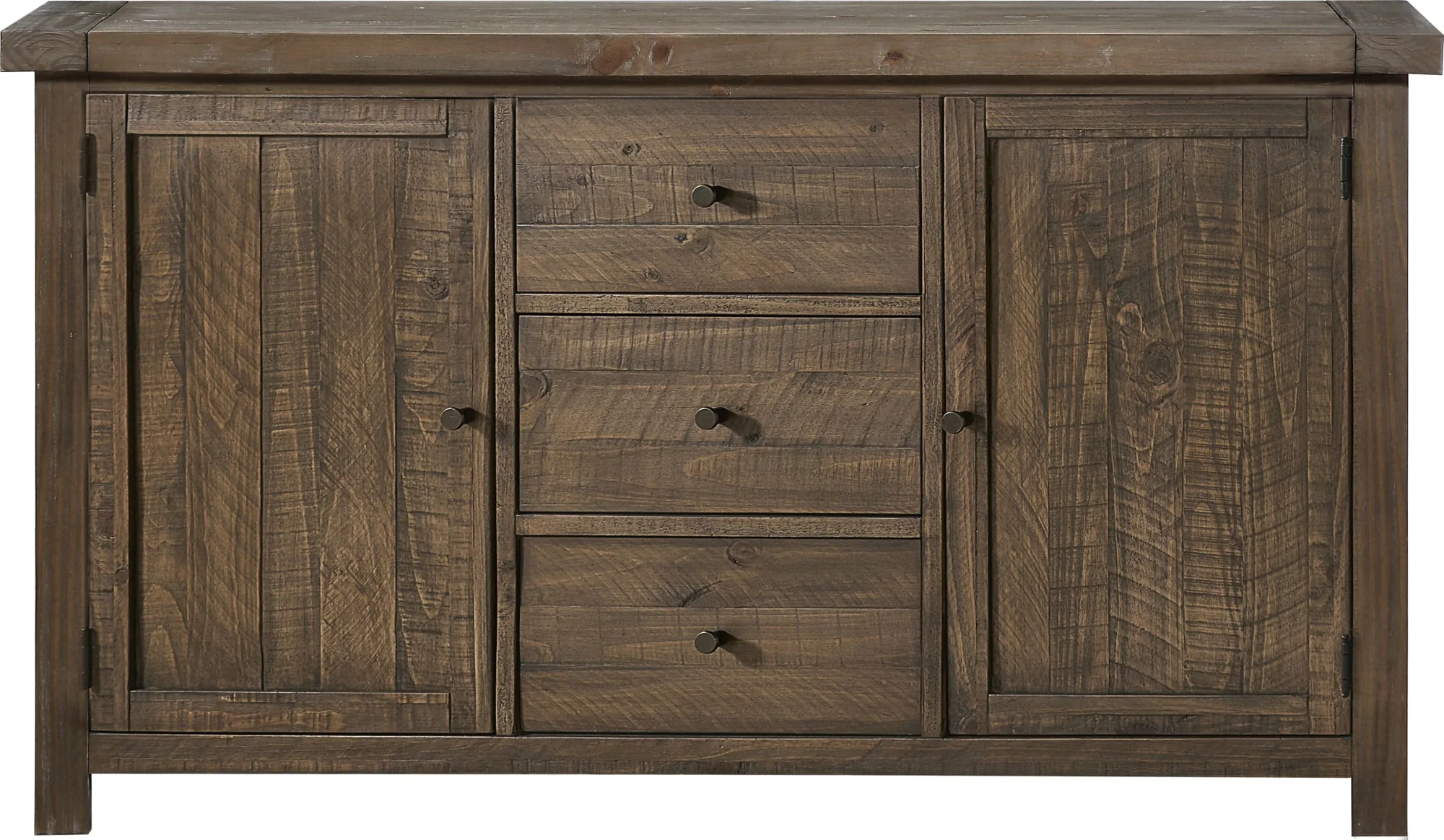 Autumn Flint Oak Solid Wood Three Drawer Two Door Sideboard - Image 3