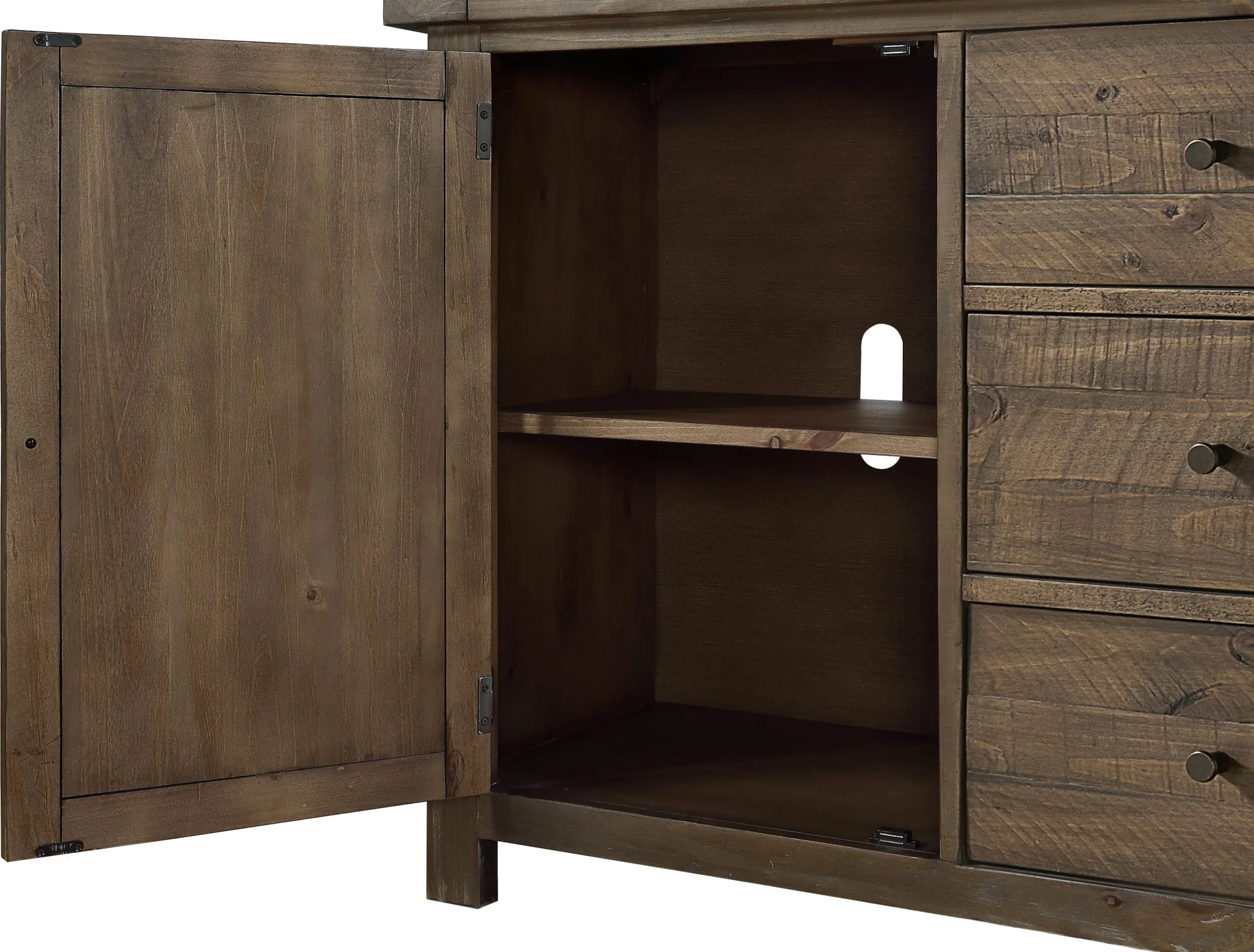 Autumn Flint Oak Solid Wood Three Drawer Two Door Sideboard - Image 4