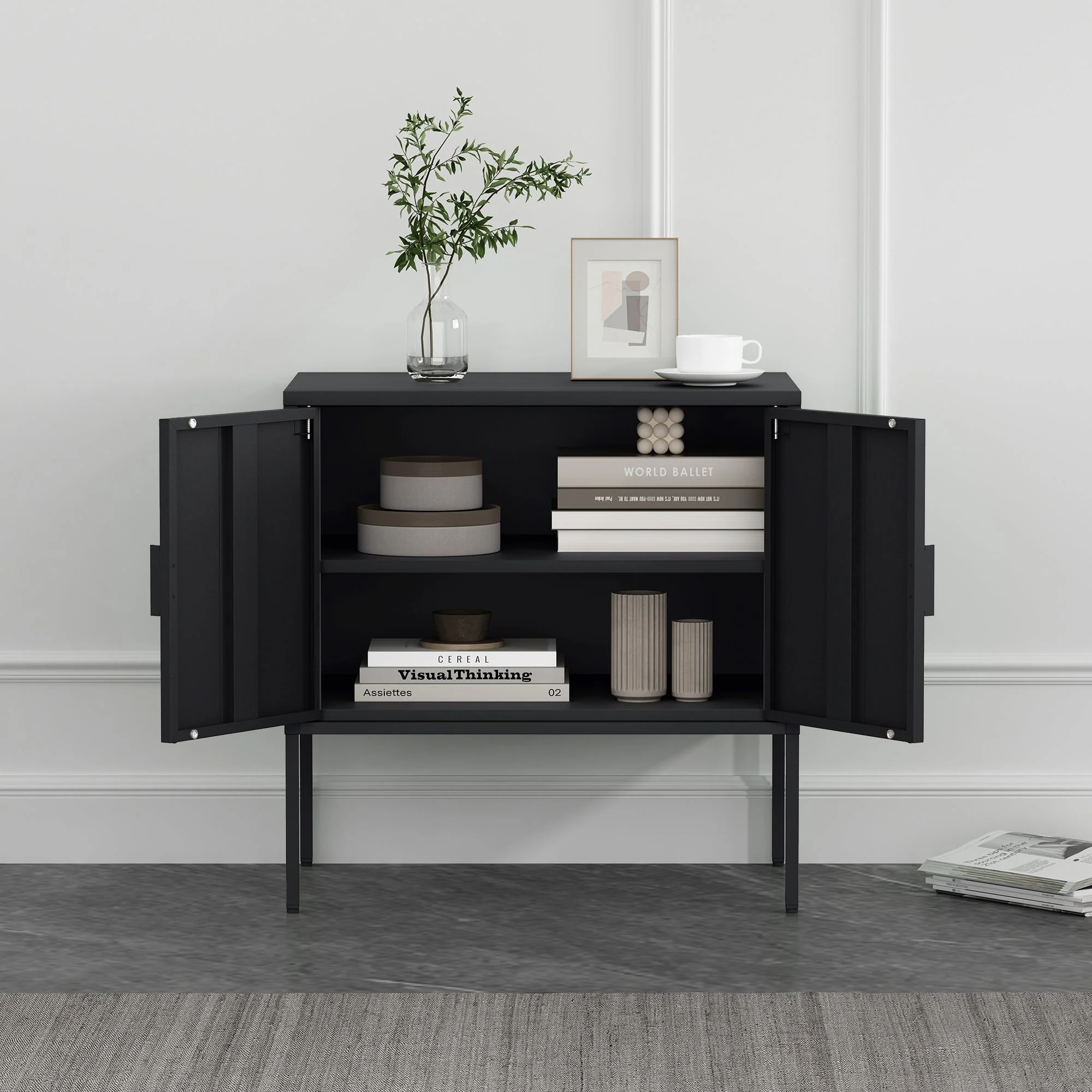 Ava 23.6" Accent Cabinet in Black - Image 5
