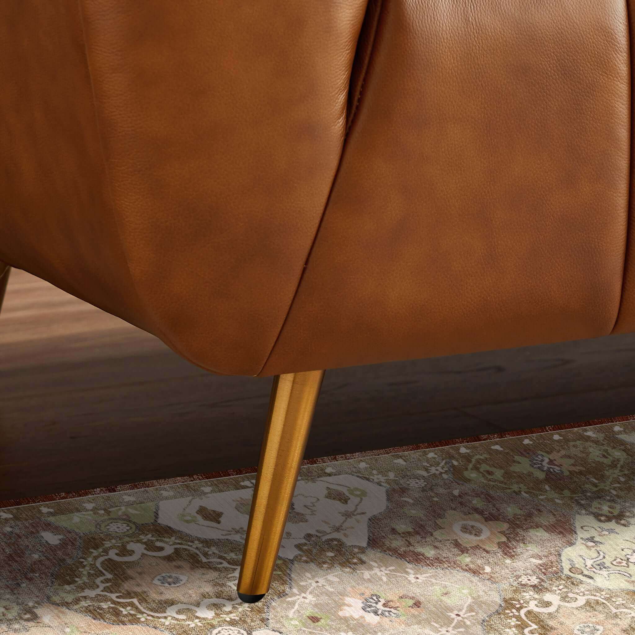 Ava Genuine Italian Cognac Leather Channel Tufted Sofa - Image 4