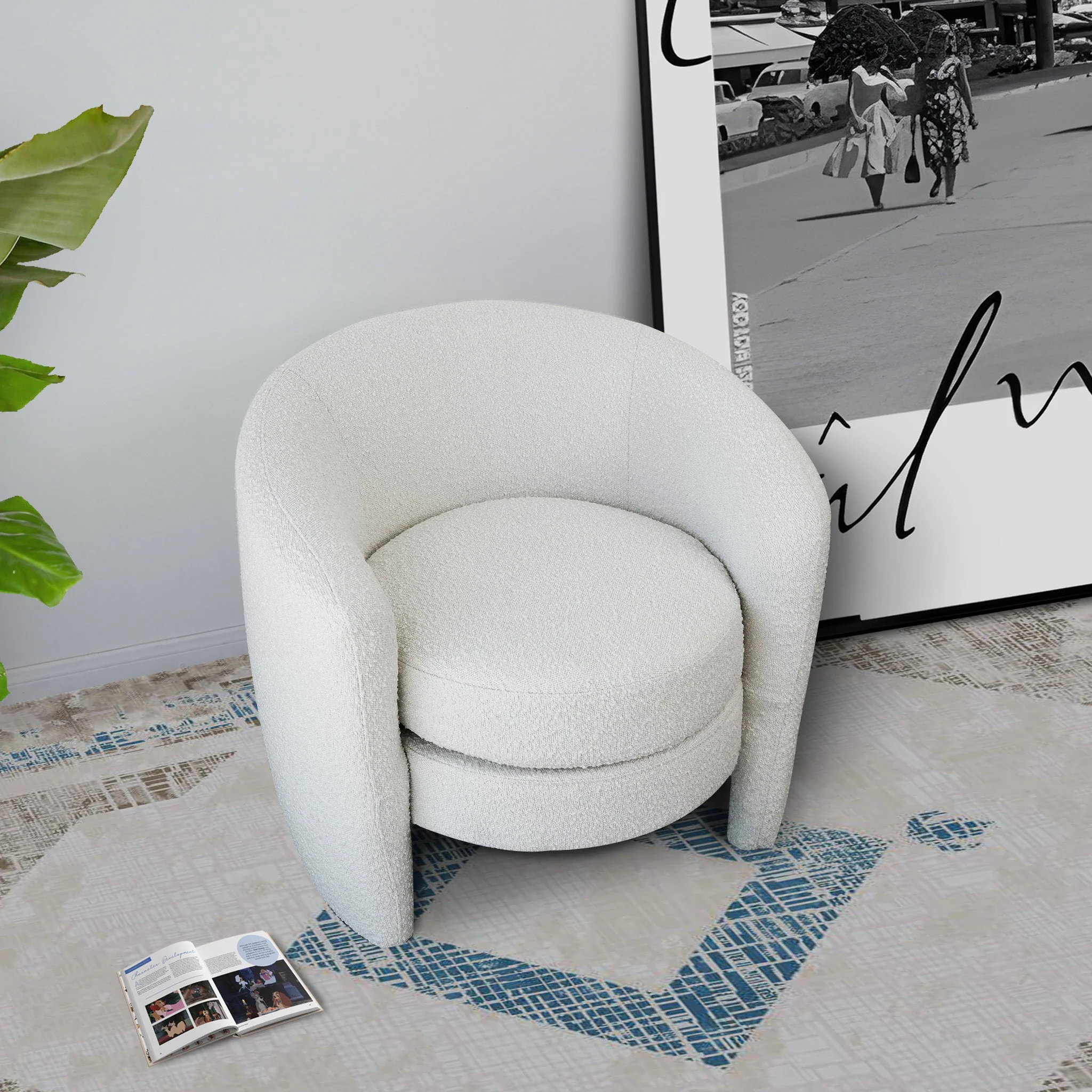 Avalon White Boucle Lounge Chair - Image 3