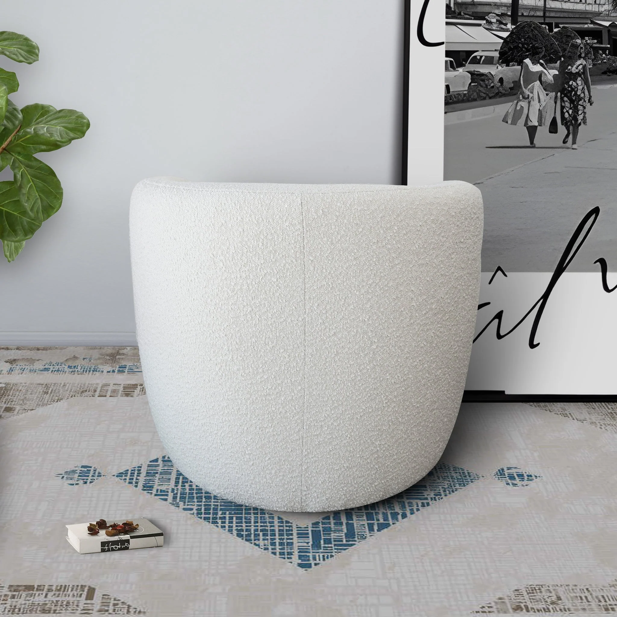 Avalon White Boucle Lounge Chair - Image 5
