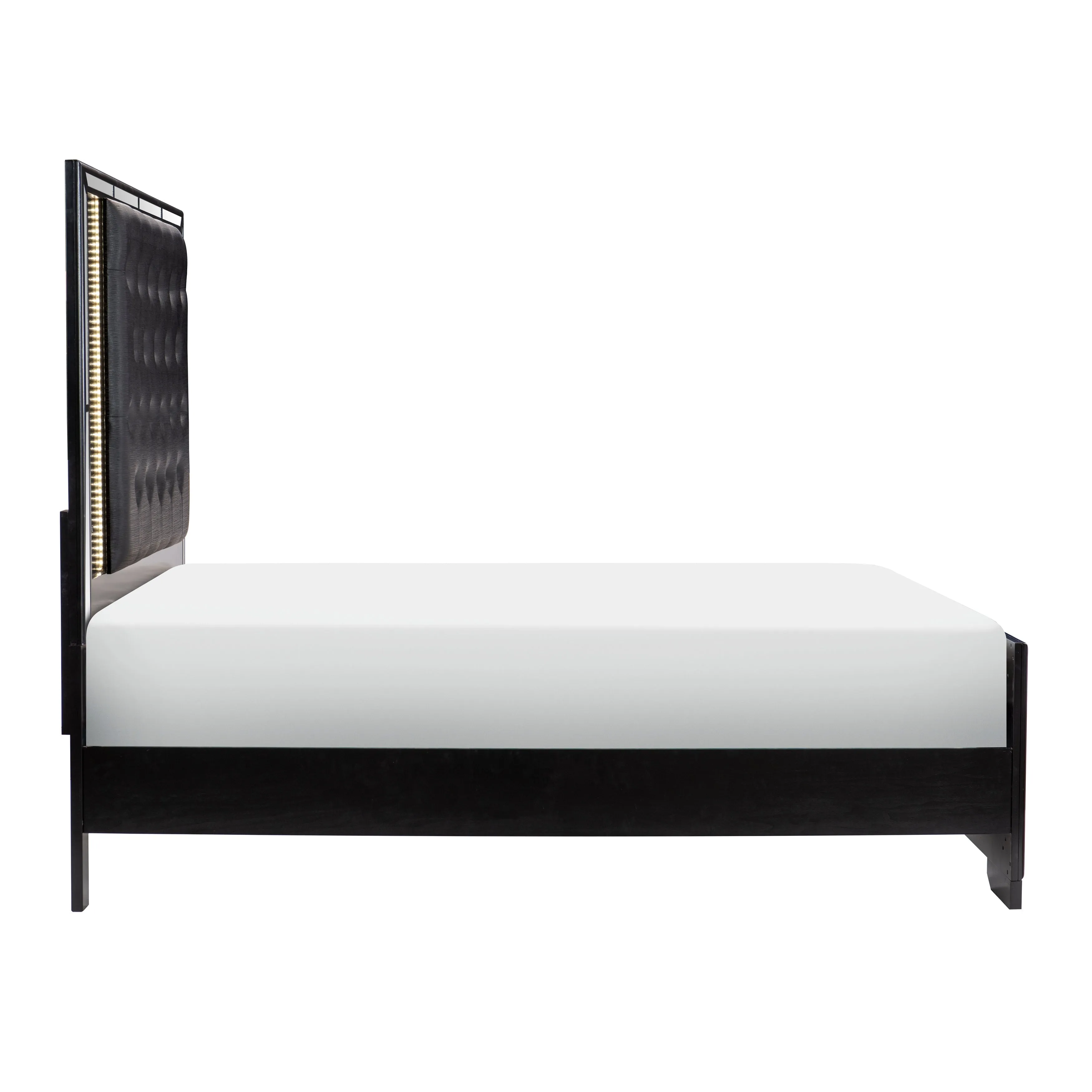 Aveline Black King LED Upholstered Panel Bed - Image 4