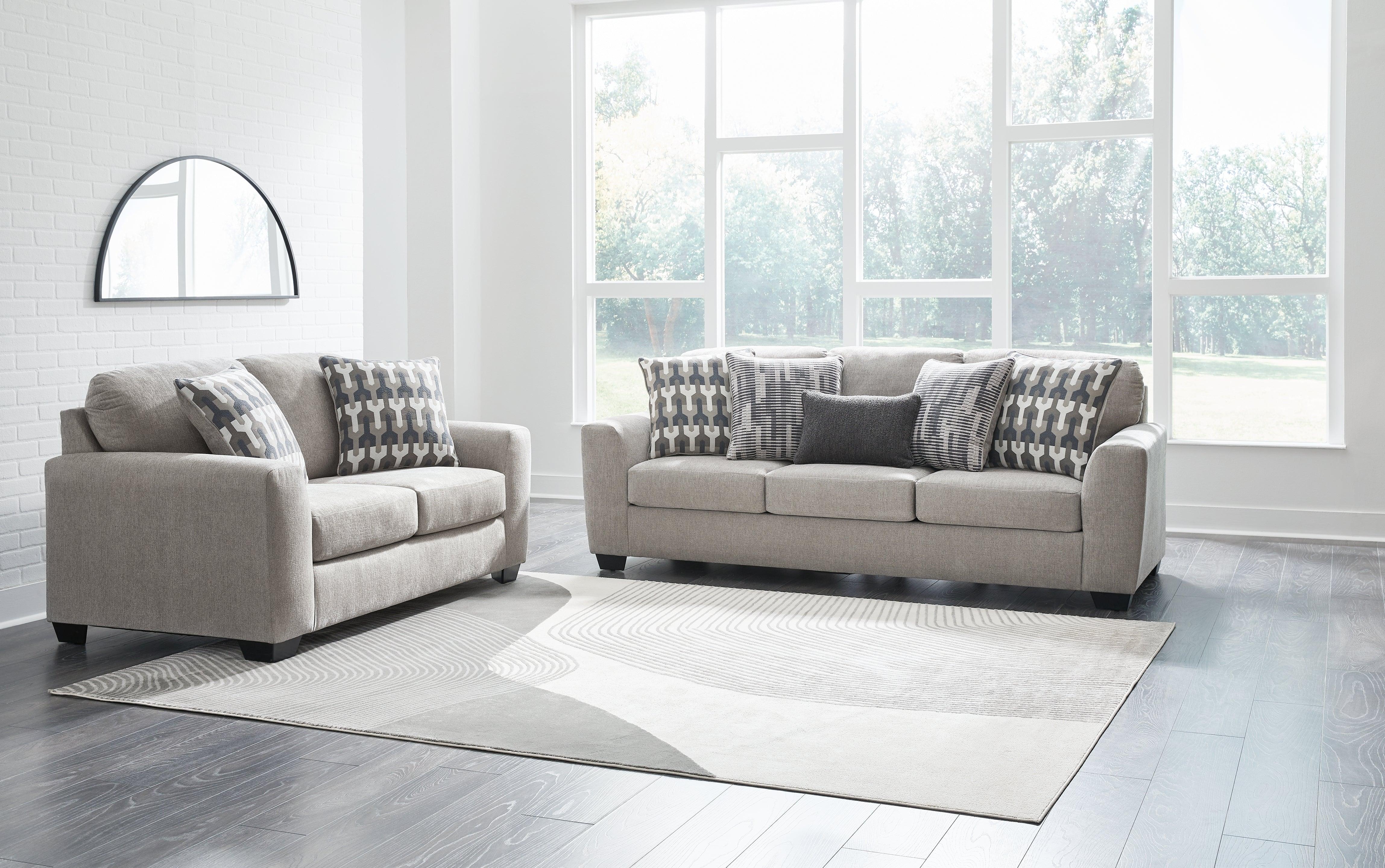 Avenal Park Flannel Sofa and Loveseat