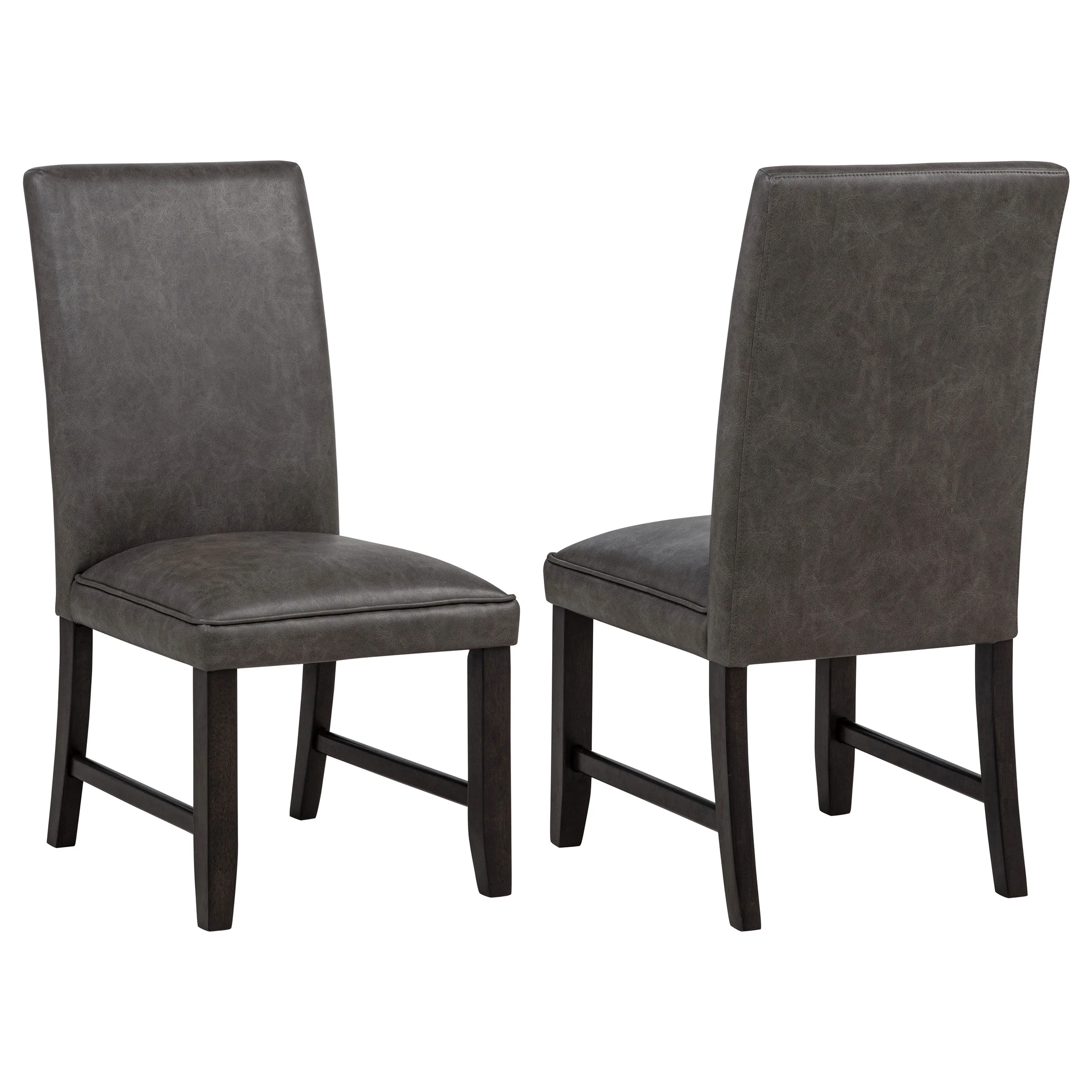 Averill Dark Grey Faux Leather Upholstered Dining Side Chair (Set of 2)