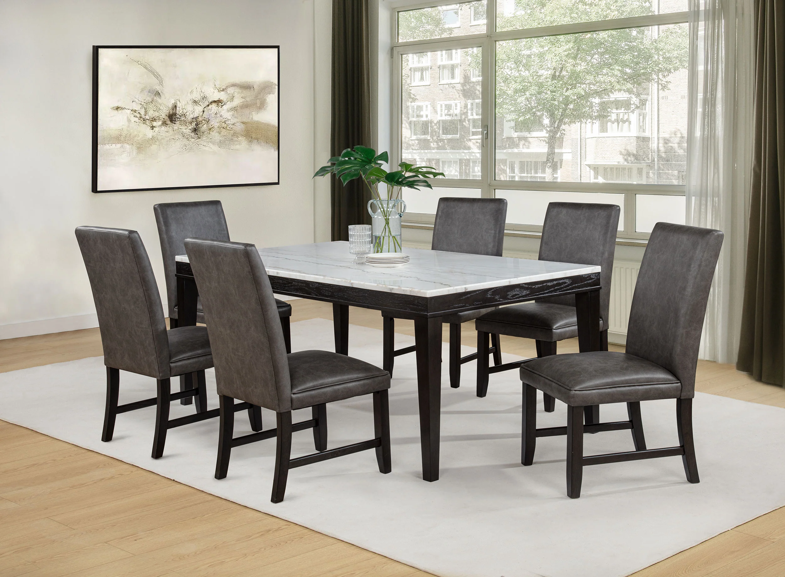 Averill Dark Grey Faux Leather Upholstered Dining Side Chair (Set of 2) - Image 16