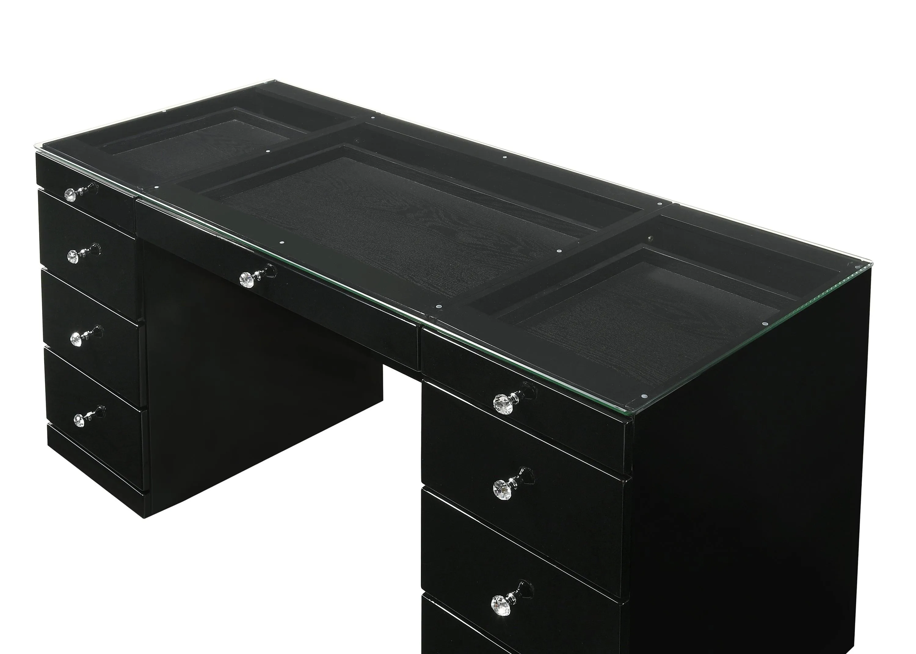 Avery Black Makeup Vanity Set with Lighted Mirror - Image 2