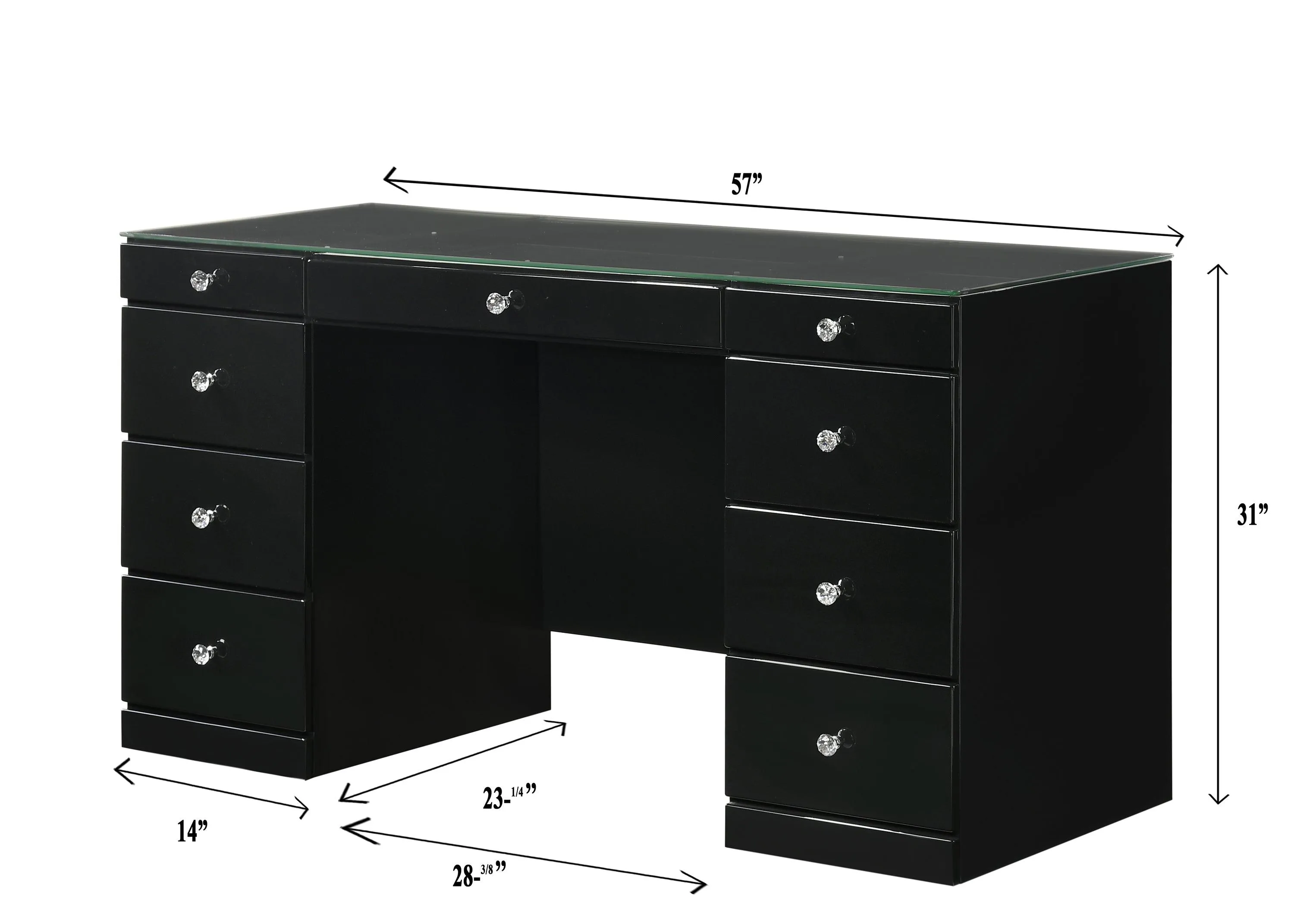 Avery Black Makeup Vanity Set with Lighted Mirror - Image 9