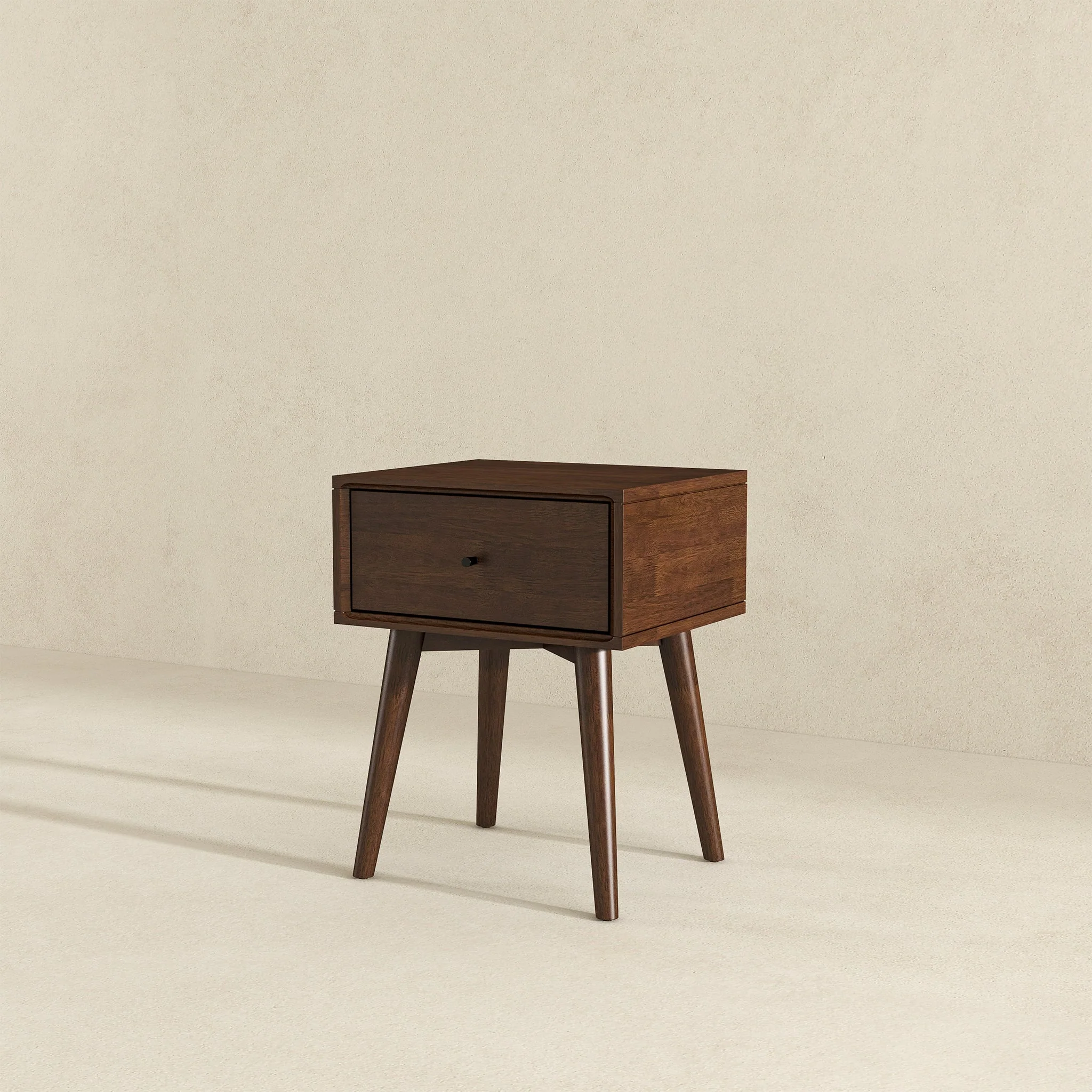 Avery Solid Wood Walnut Night Stand with Single Drawer - Image 4