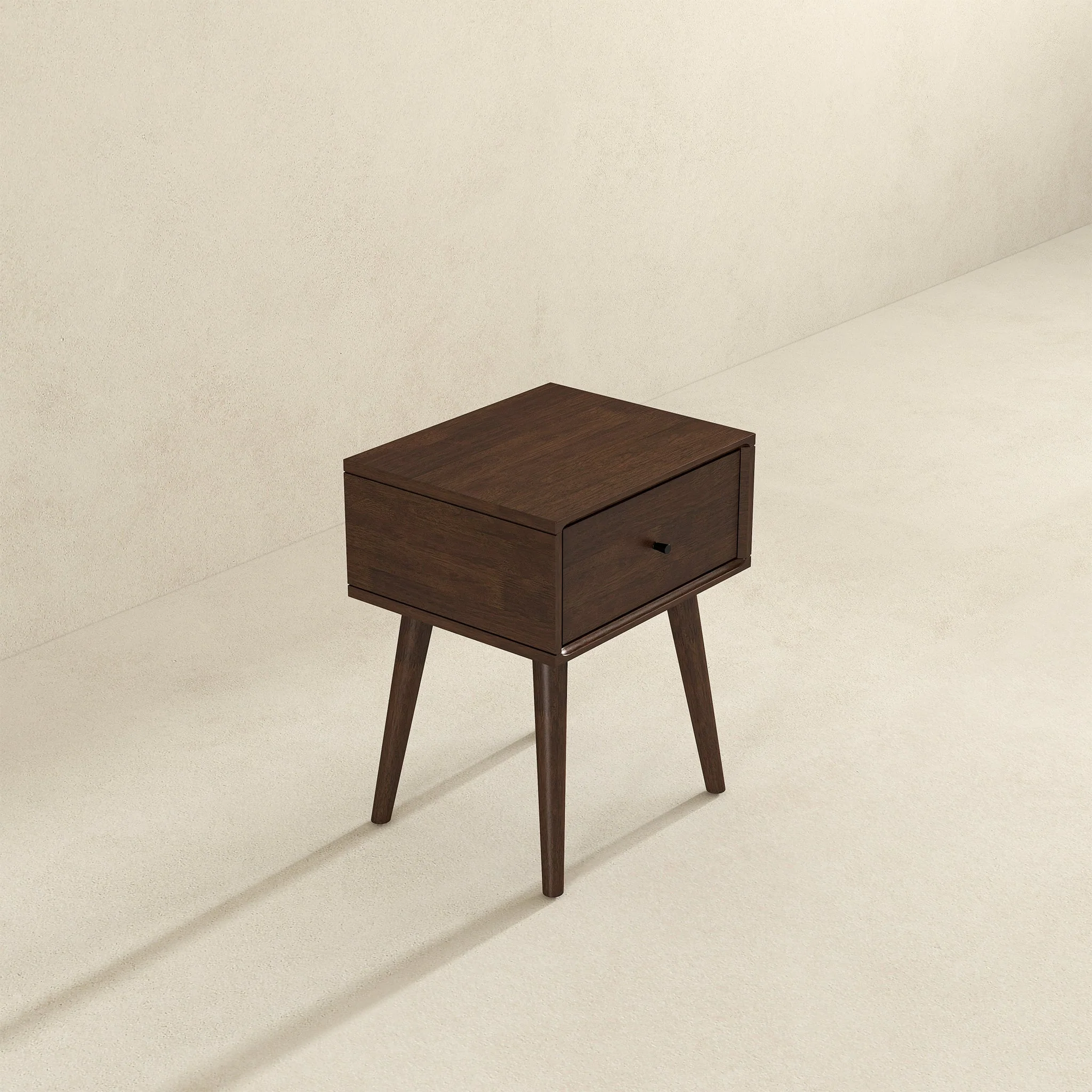 Avery Solid Wood Walnut Night Stand with Single Drawer - Image 5