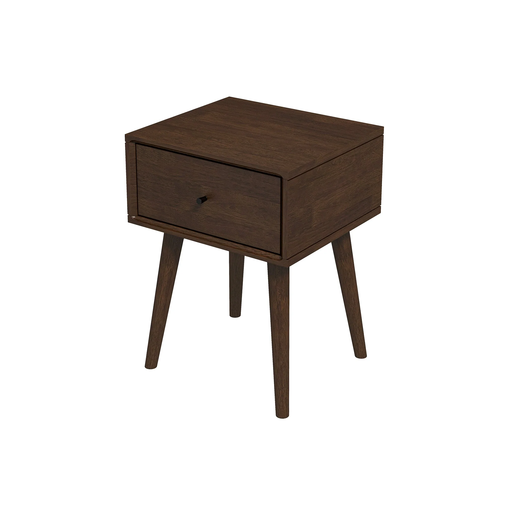 Avery Solid Wood Walnut Night Stand with Single Drawer - Image 7