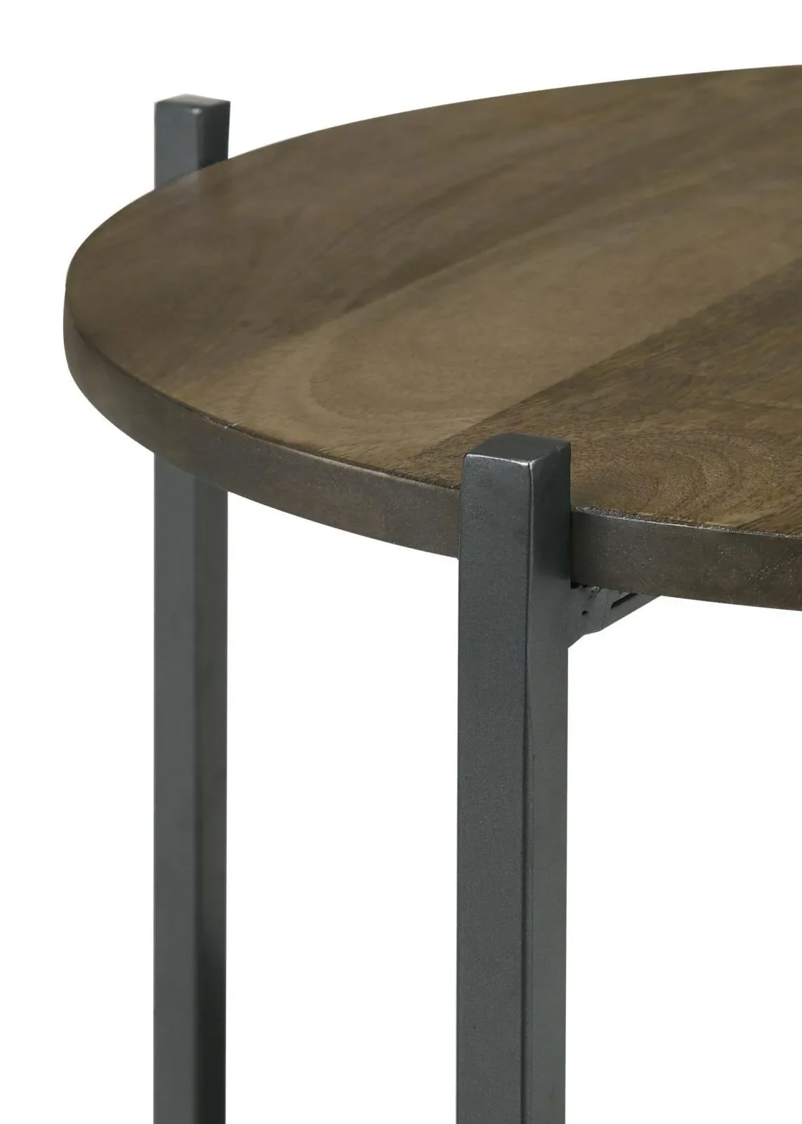 Axel Natural/Gunmetal Round Accent Table with Open Shelf - Image 5