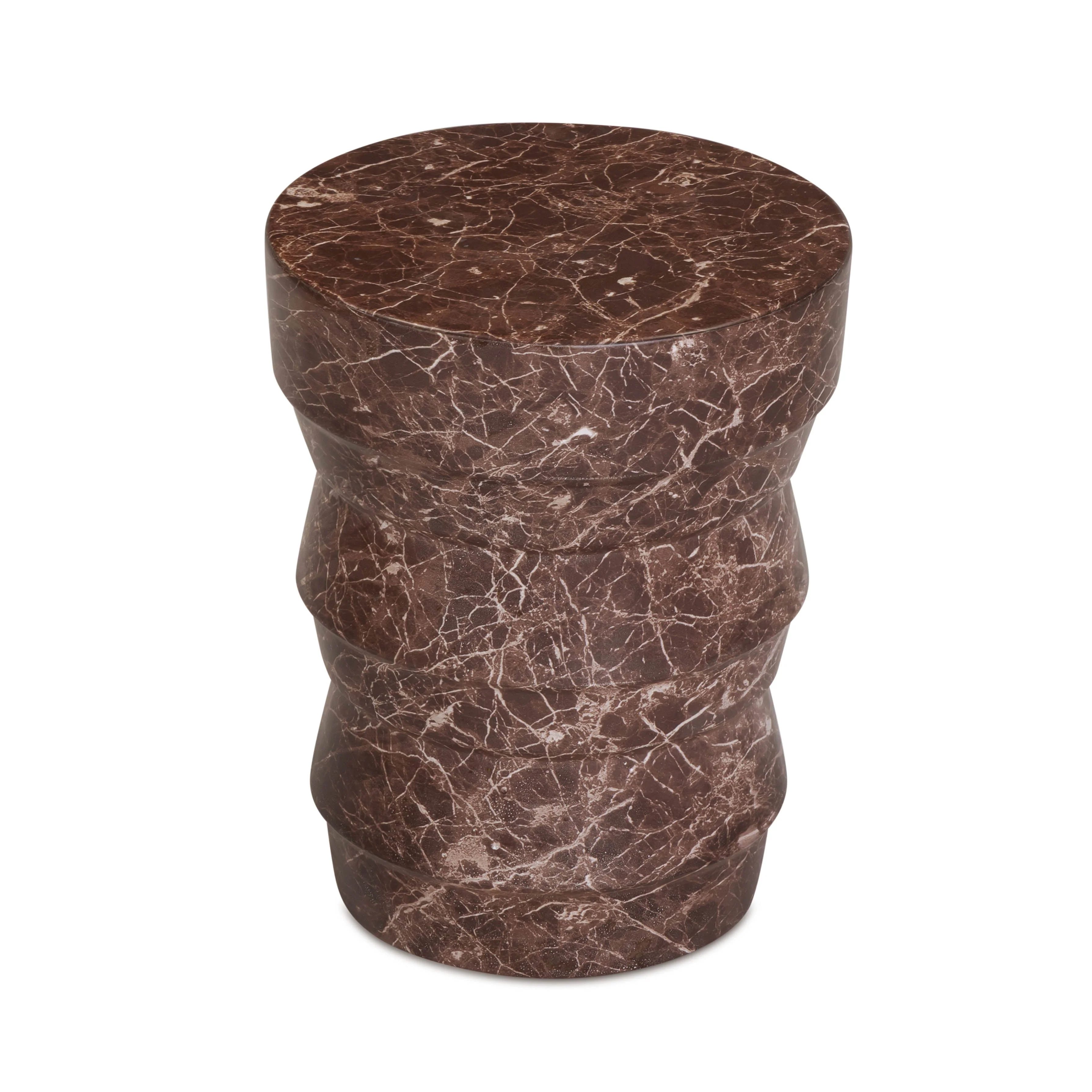 Ayon Faux Red Levanto Marble Indoor/Outdoor Concrete Side Table - Image 4