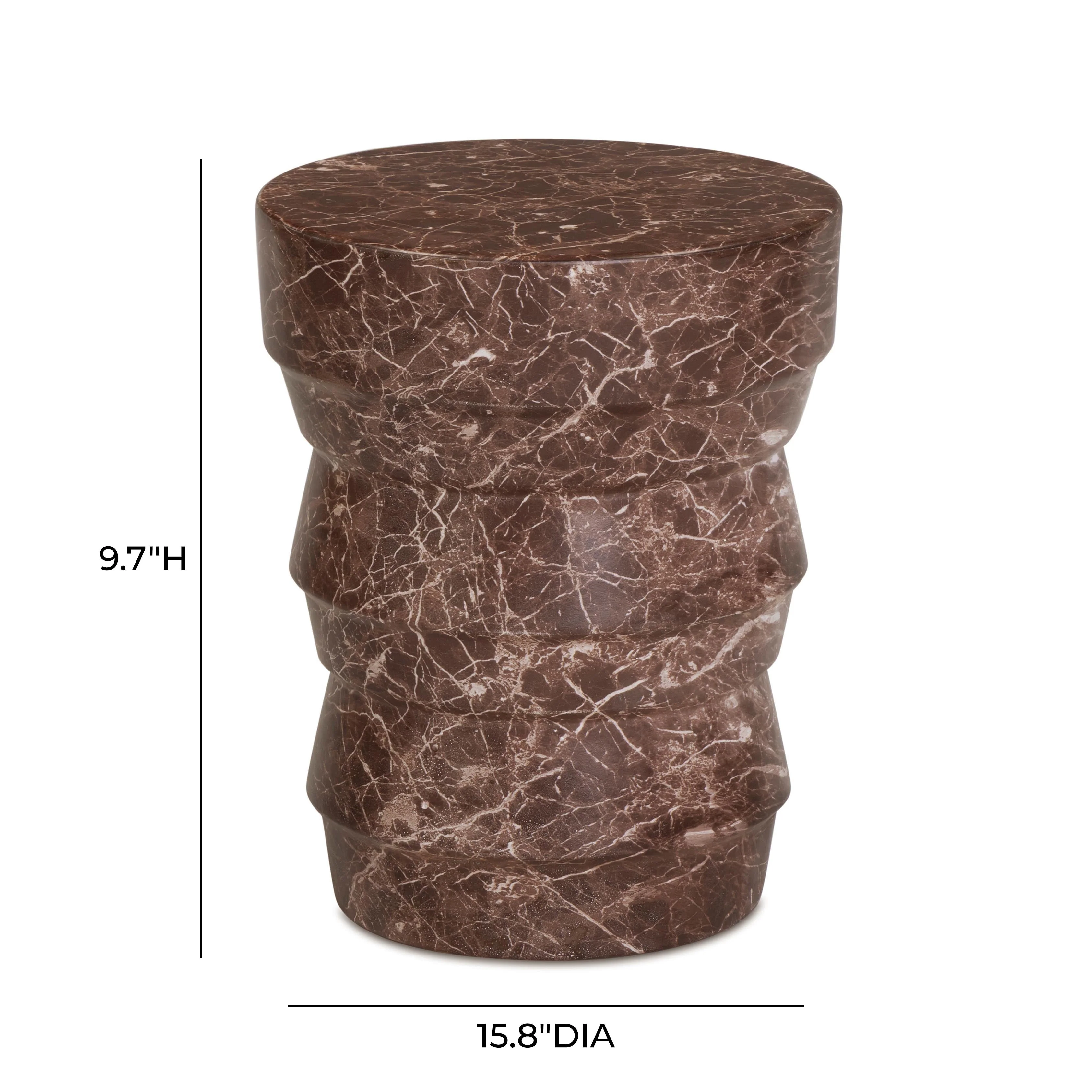 Ayon Faux Red Levanto Marble Indoor/Outdoor Concrete Side Table - Image 7