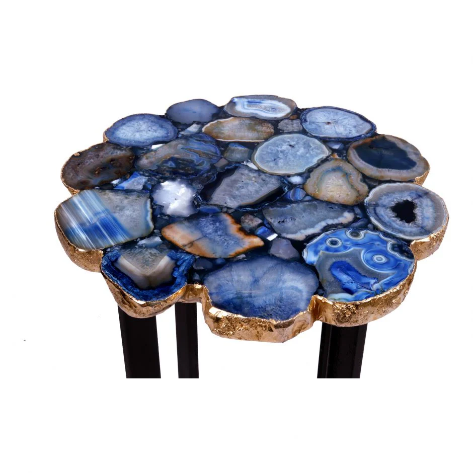 Azul Agate Accent Table Blue - Image 3
