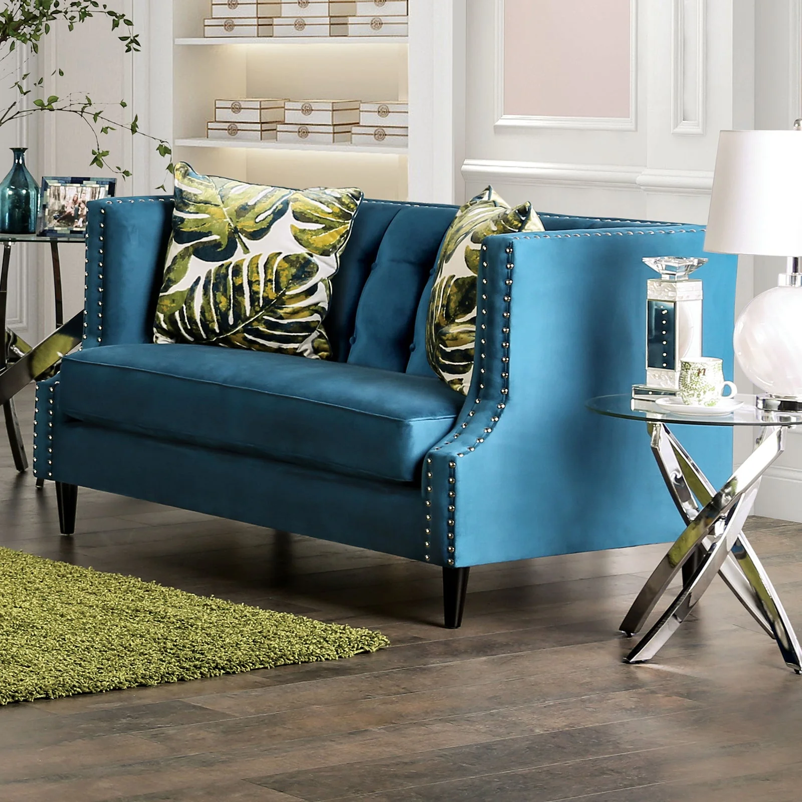 Azuletti Dark Teal/Apple Green Sofa & Loveseat - Image 3