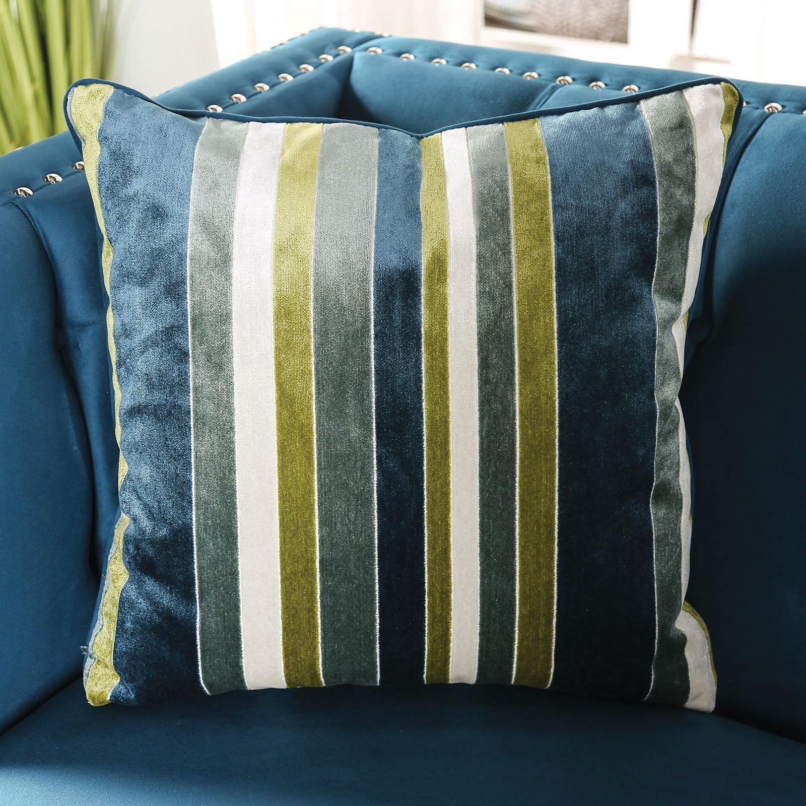 Azuletti Dark Teal/Apple Green Sofa & Loveseat - Image 9