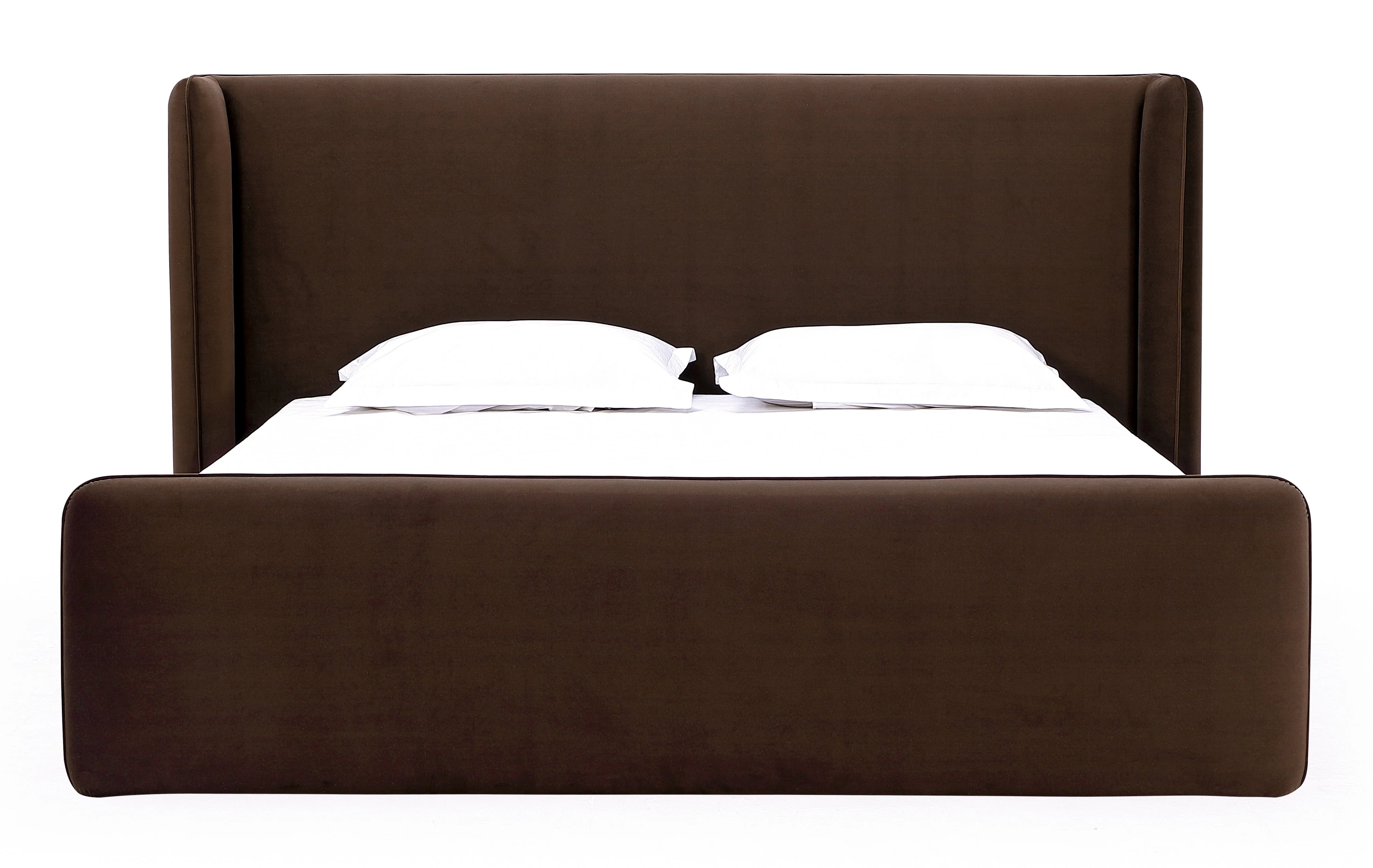 Bacall Velvet Eastern King Upholstered Wingback Platform Bed in Cola - Image 5